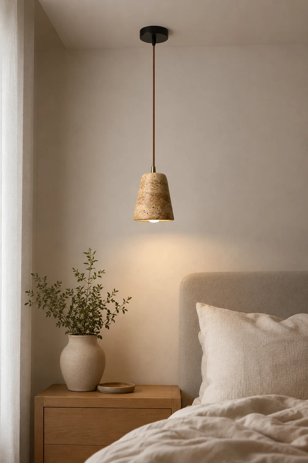 Yellow Travertine Cone Chandelier - Lumpaz