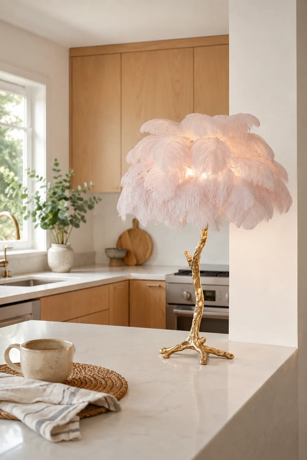 Colorful Ostrich Feather Table Lamp - Lumpaz