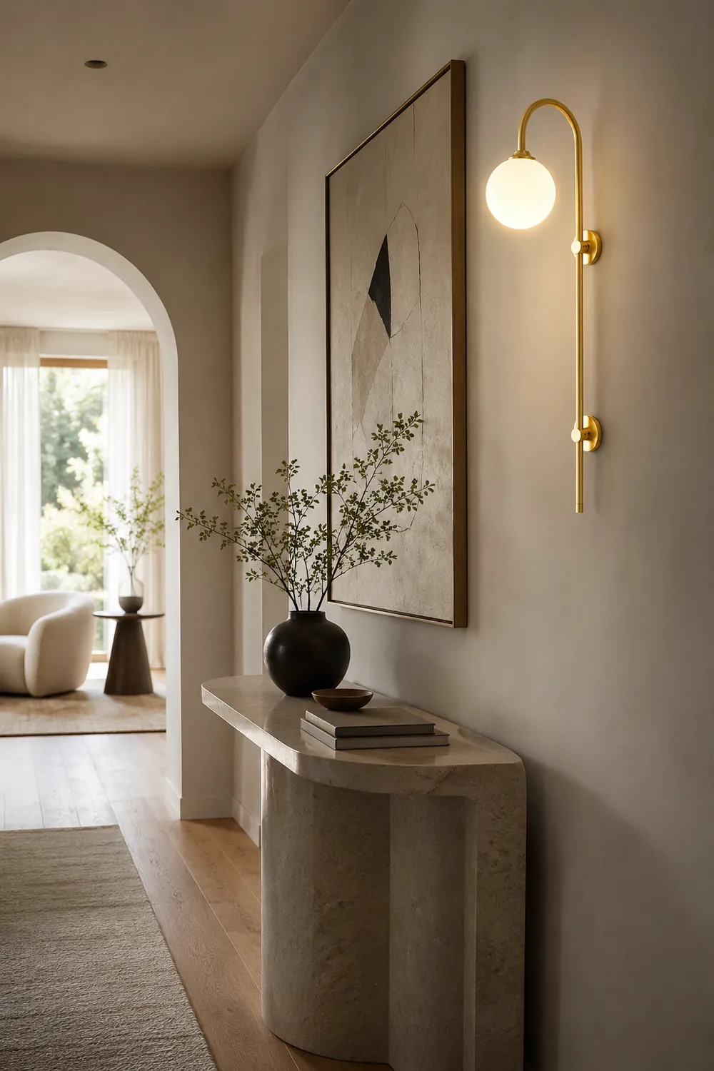 Brass Globe Arm Wall Sconce - Lumpaz