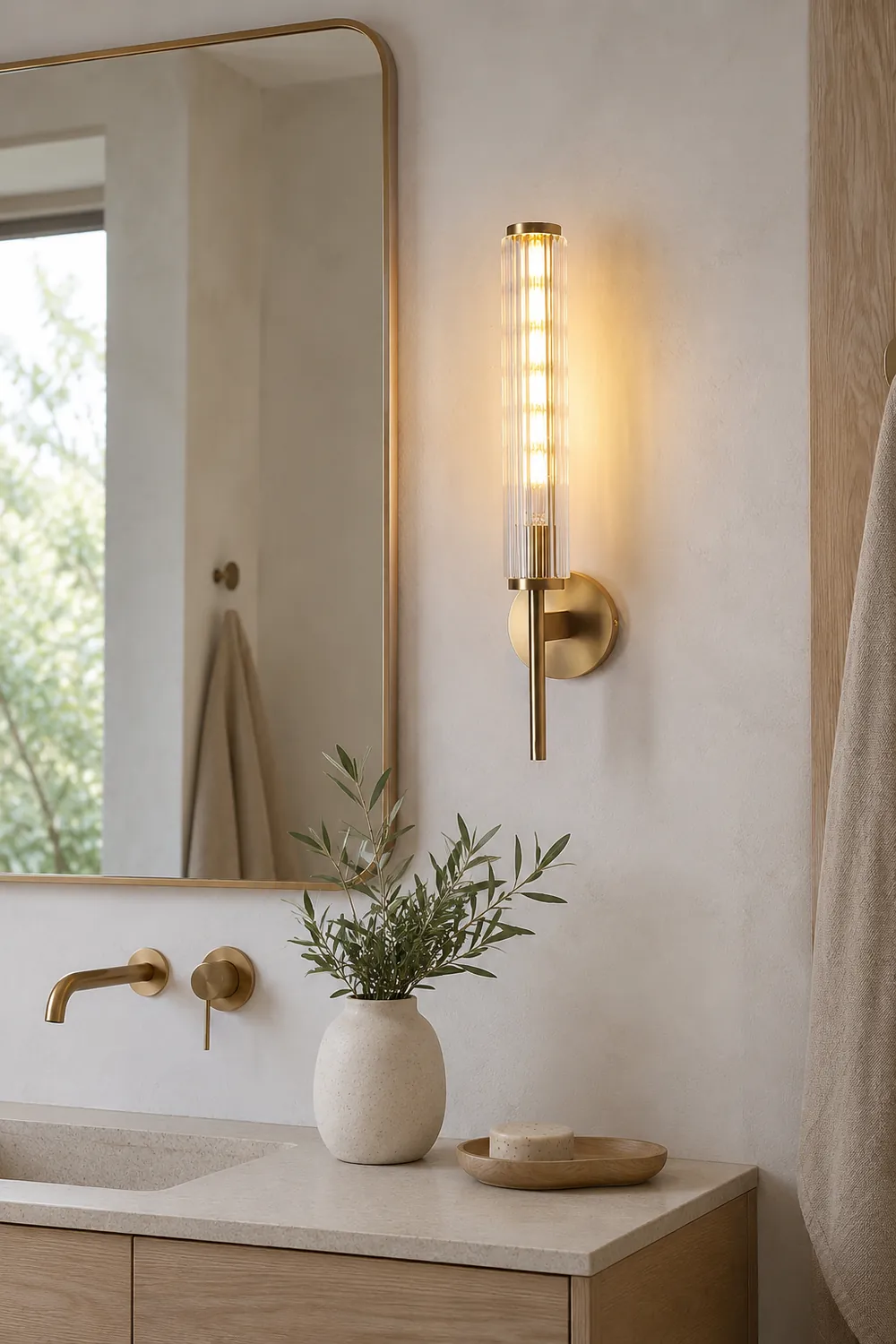Glass Linear Brass Wall Light - Lumpaz