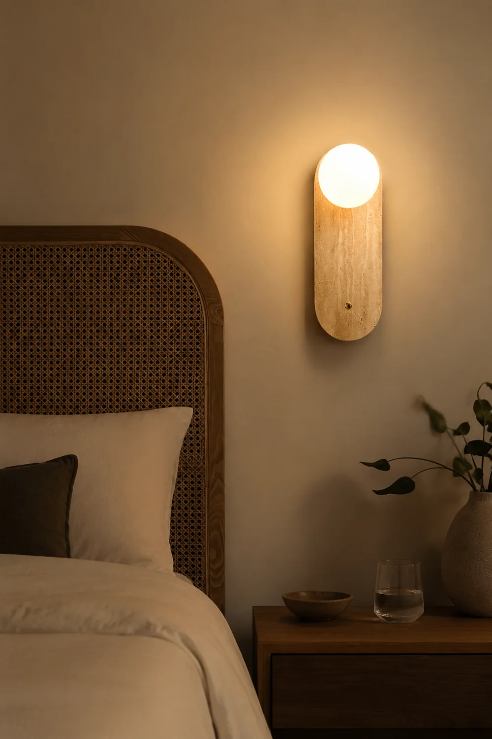 Yellow Oval Travertine Wall Sconce - Lumpaz