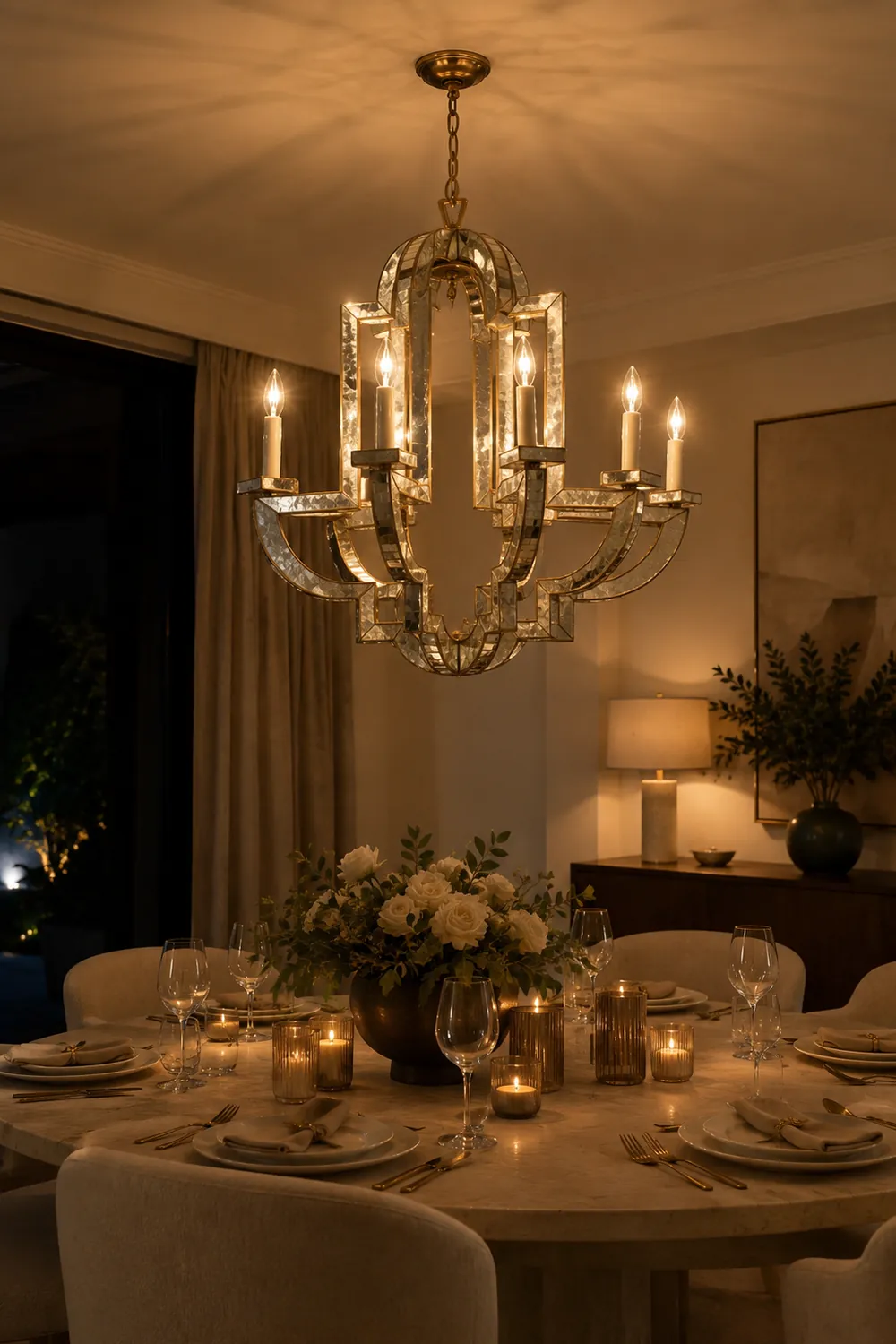 Art Deco Mirrored Candle Chandelier - Lumpaz