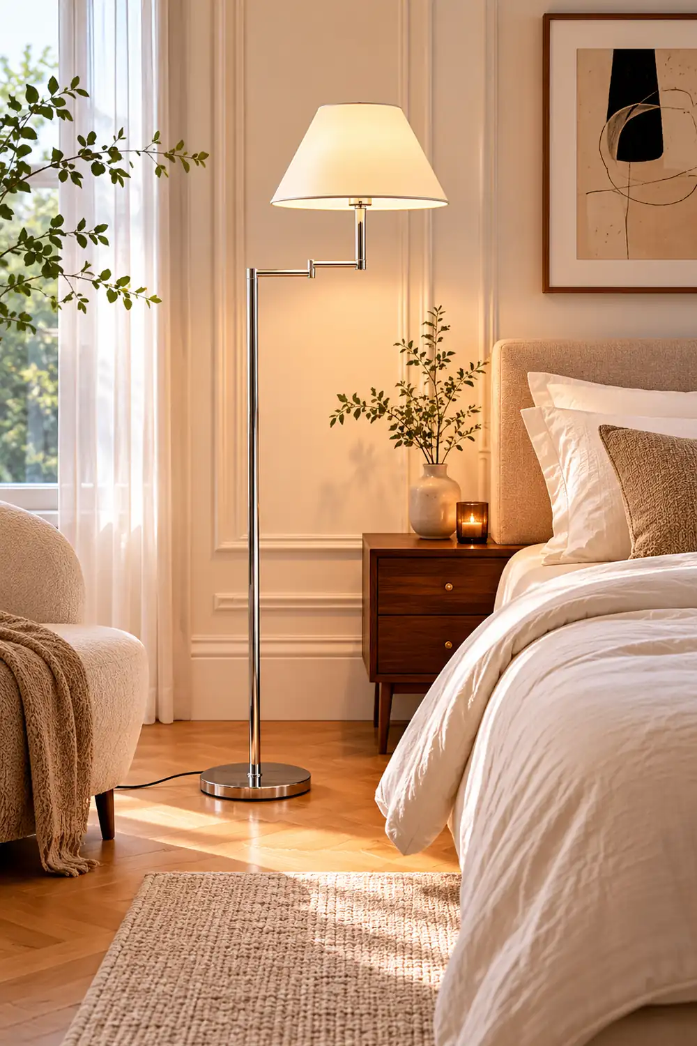 Contemporary Chrome Swing Arm Floor Lamp - Lumpaz