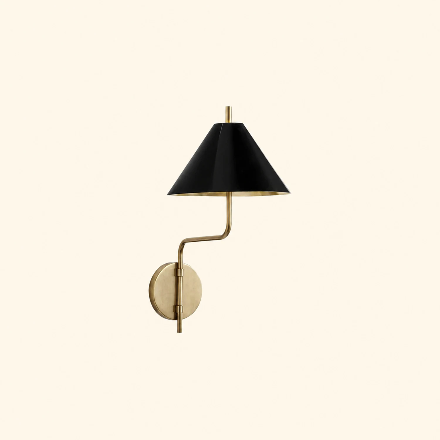 Fabric Lampshade Brass Curved Wall Lamp - Lumpaz