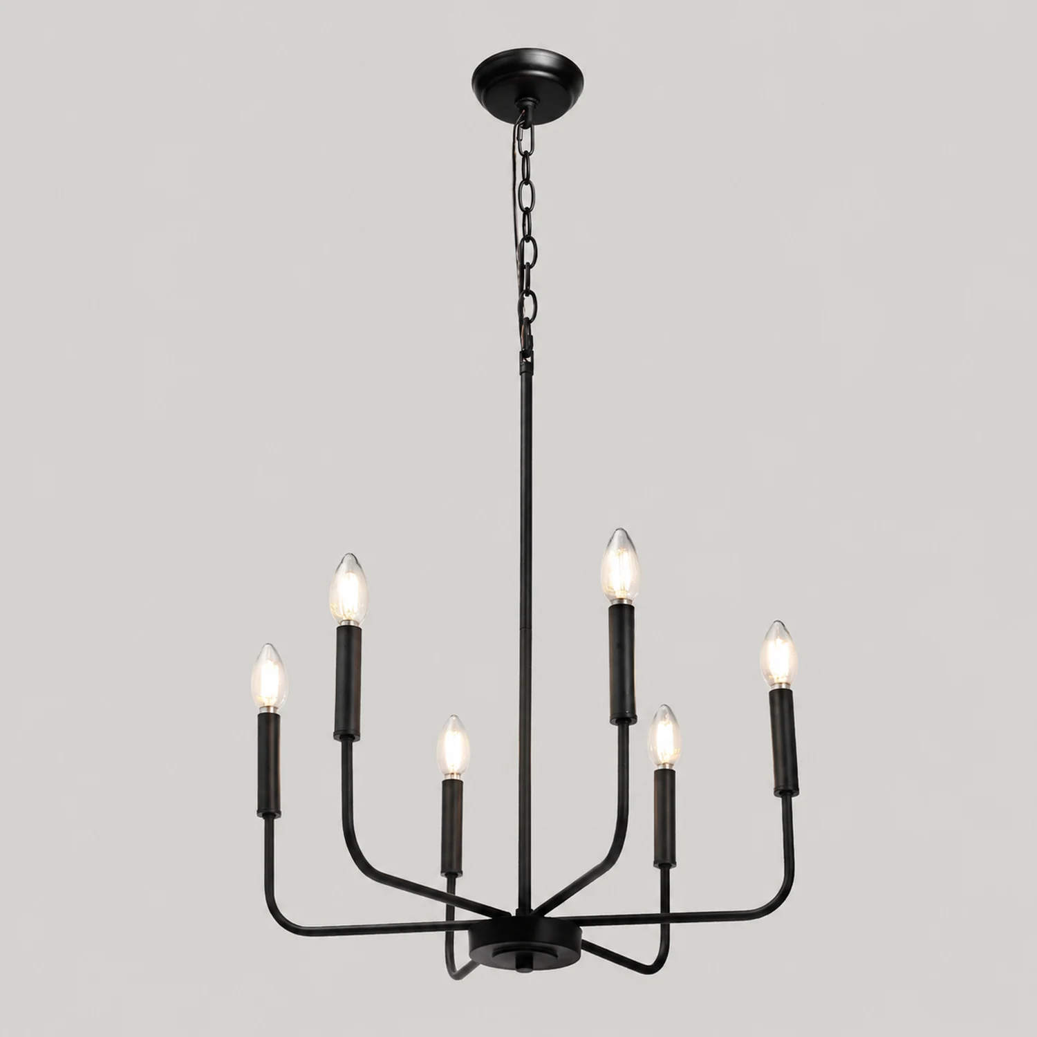 Modern Black Candlestick Chandelier - Lumpaz