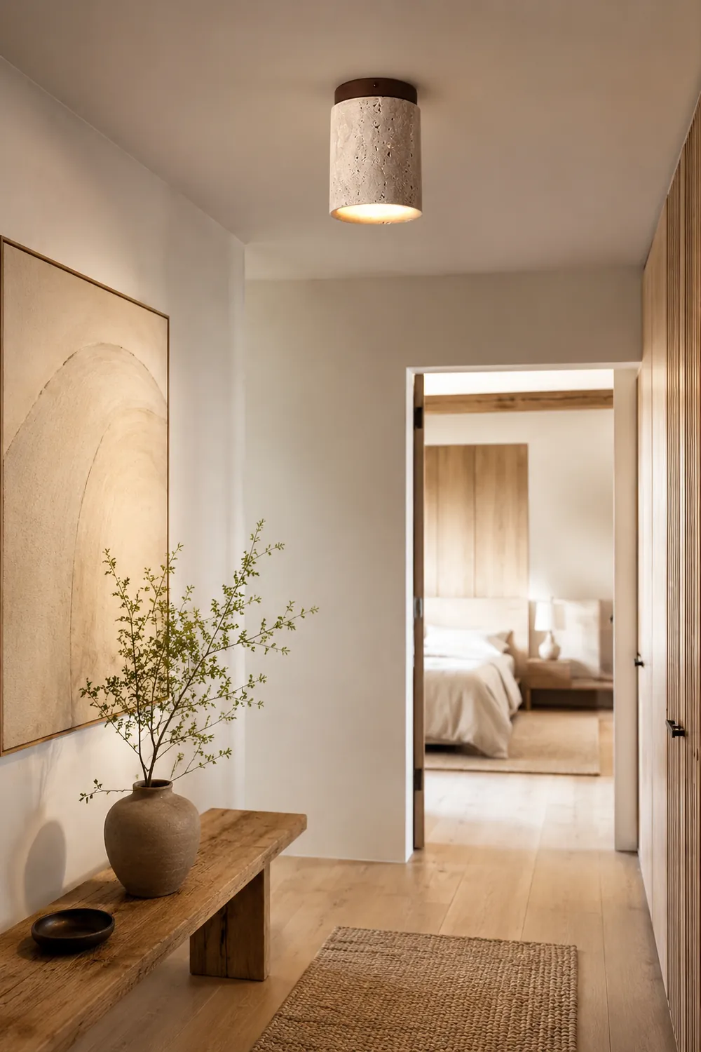 Wood and Stone Modern Flush Mount Light - Lumpaz