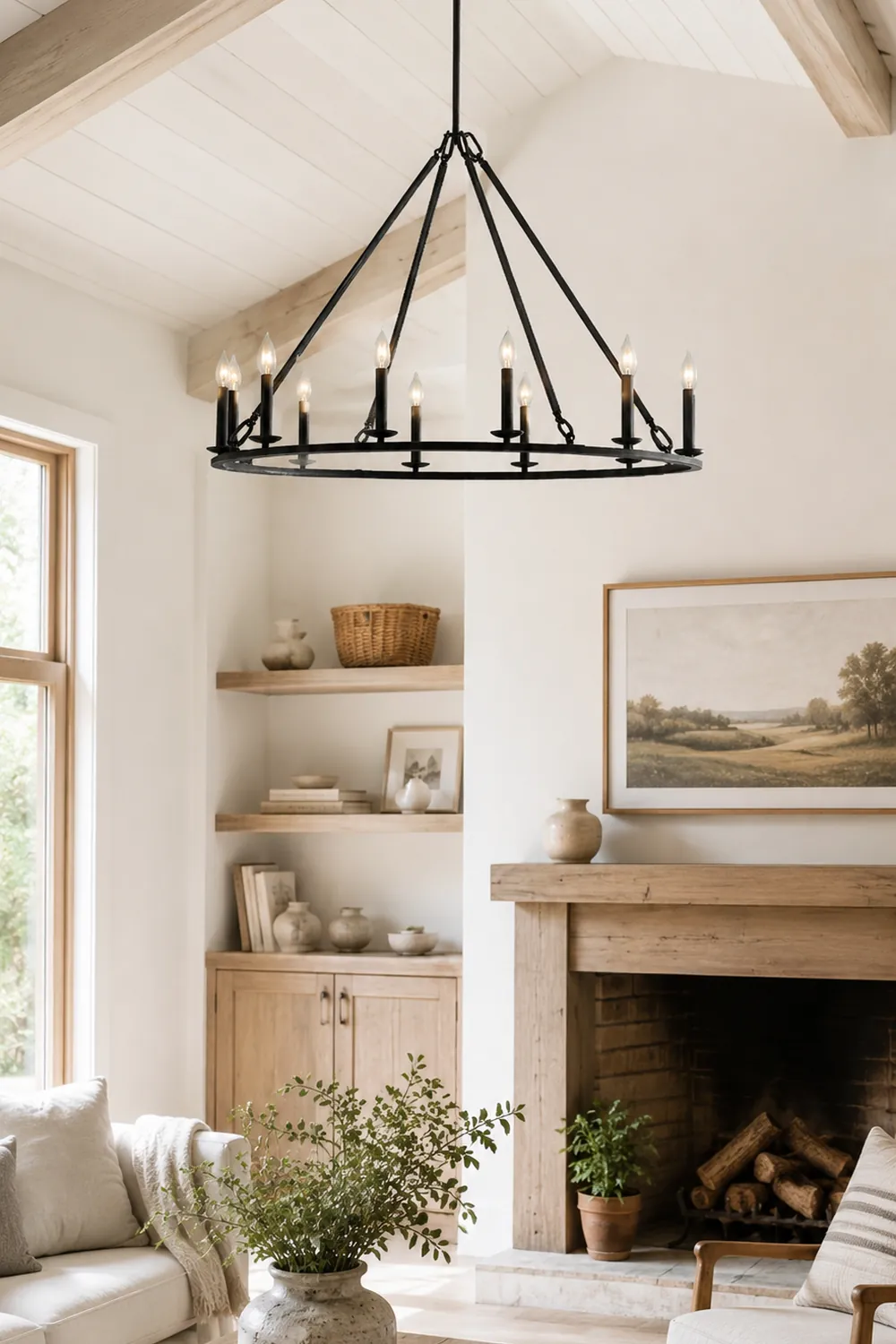 Black Round Farmhouse Candle Chandelier - Lumpaz