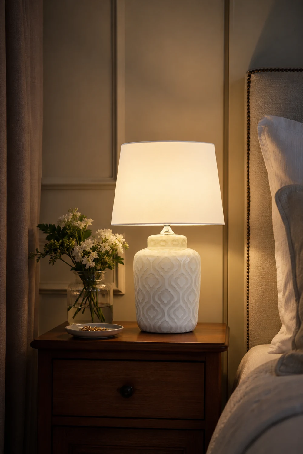 Textured Jar Table Lamp with Tapered Shade - Lumpaz