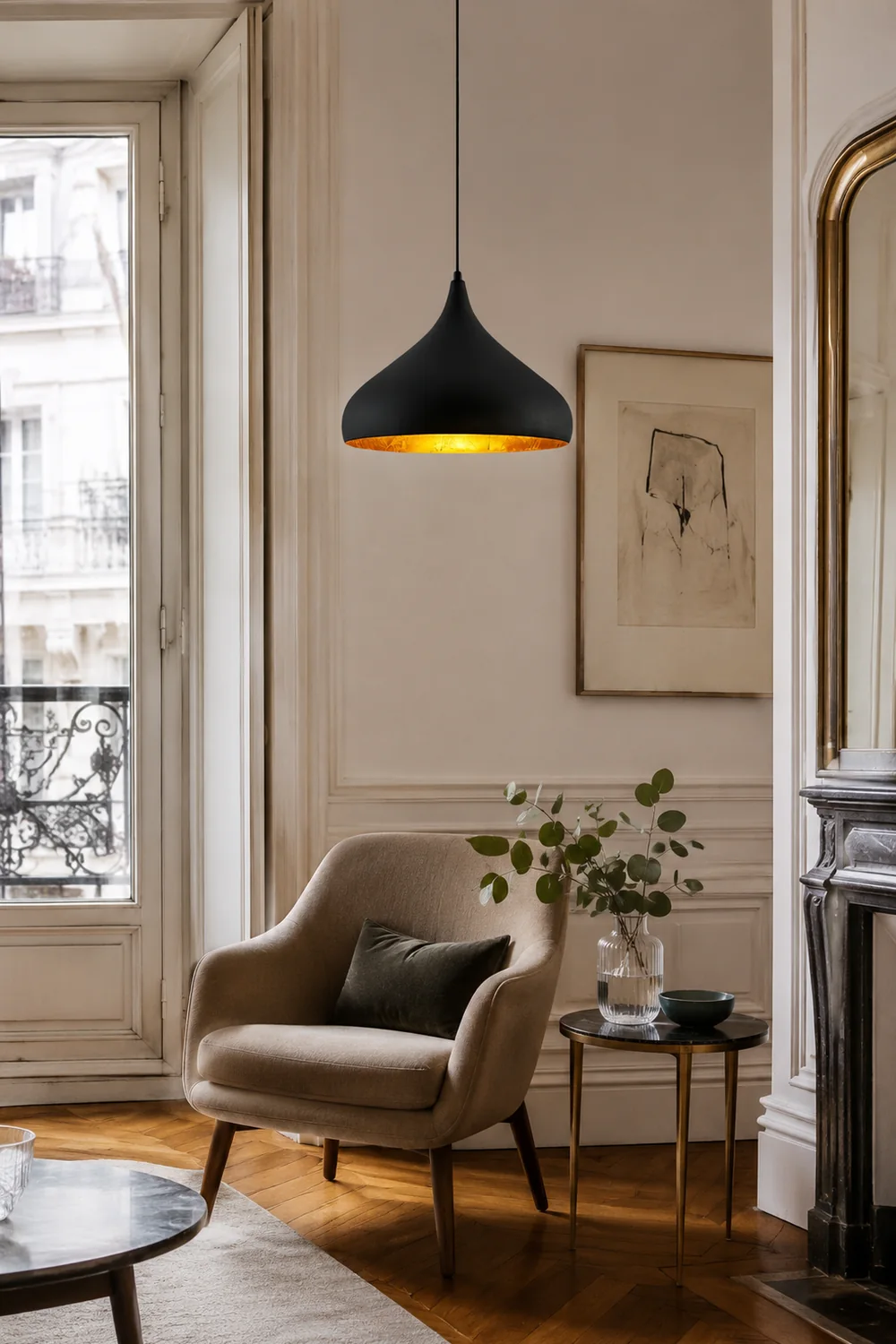 Modern Black and Gold Teardrop Pendant Lamp - Lumpaz