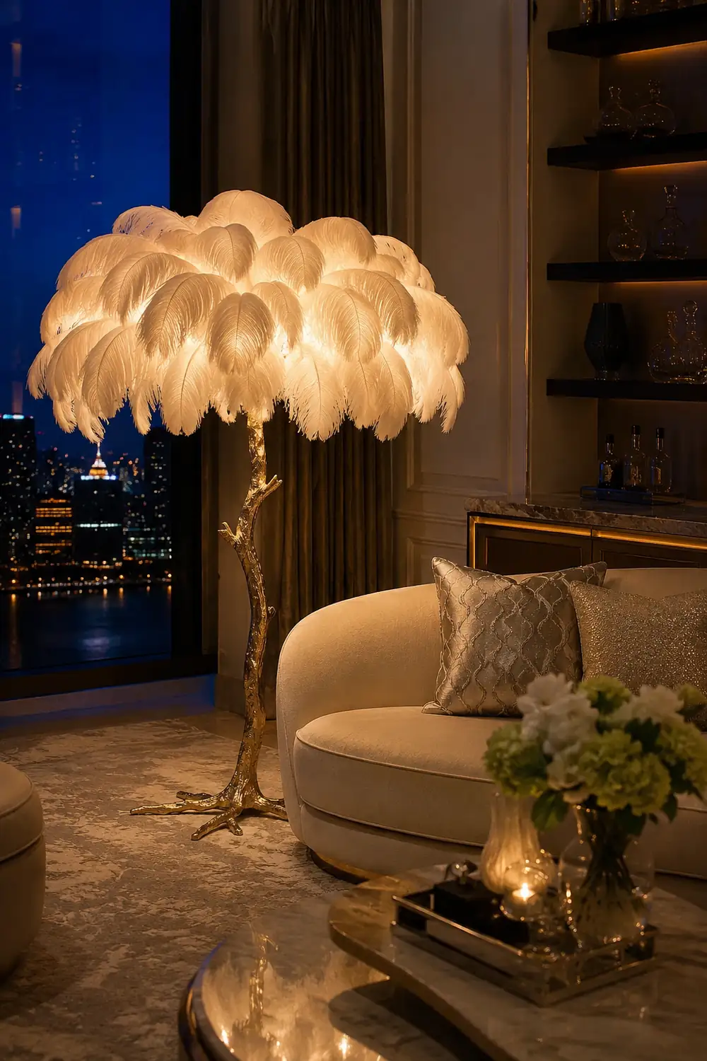 Colorful Ostrich Feather Floor Lamp - Lumpaz