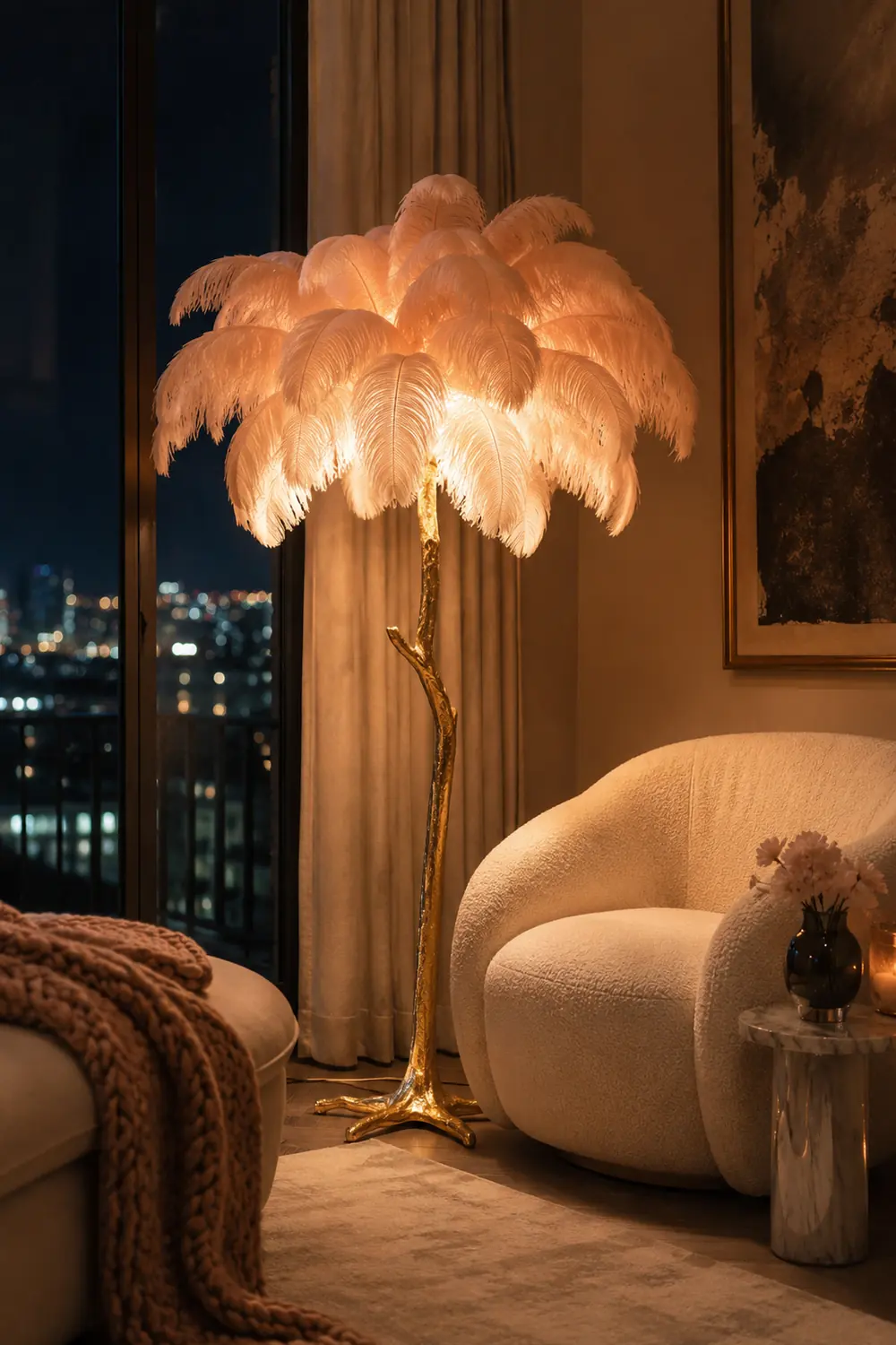 Colorful Ostrich Feather Floor Lamp - Lumpaz