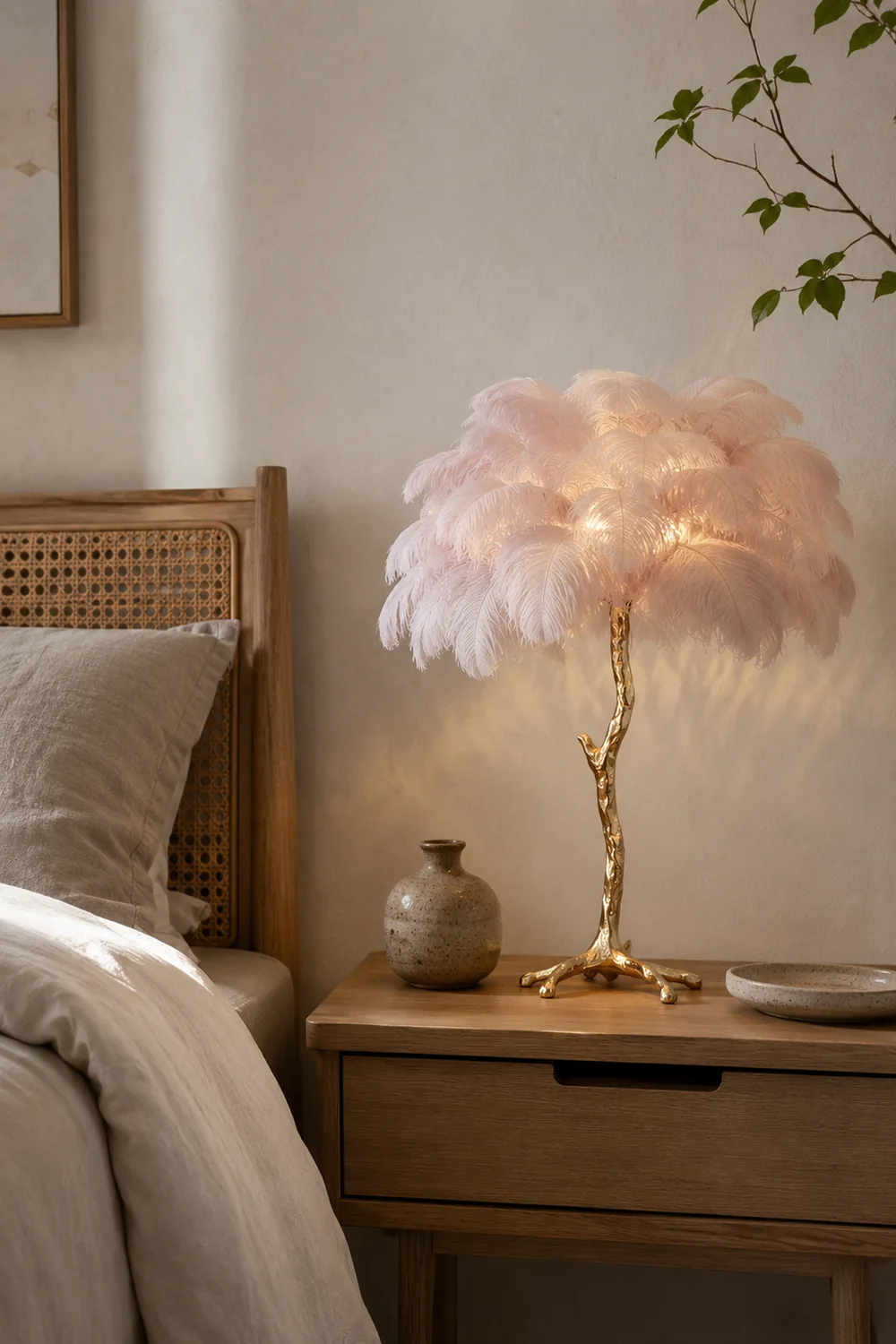 Colorful Ostrich Feather Table Lamp - Lumpaz