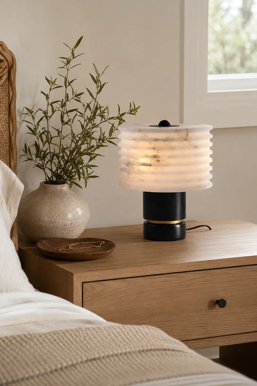 Luxury Black Alabaster Table Lamp - Lumpaz