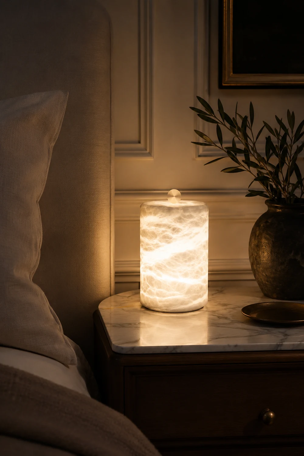 Cylindrical Alabaster Table Lamp - Lumpaz