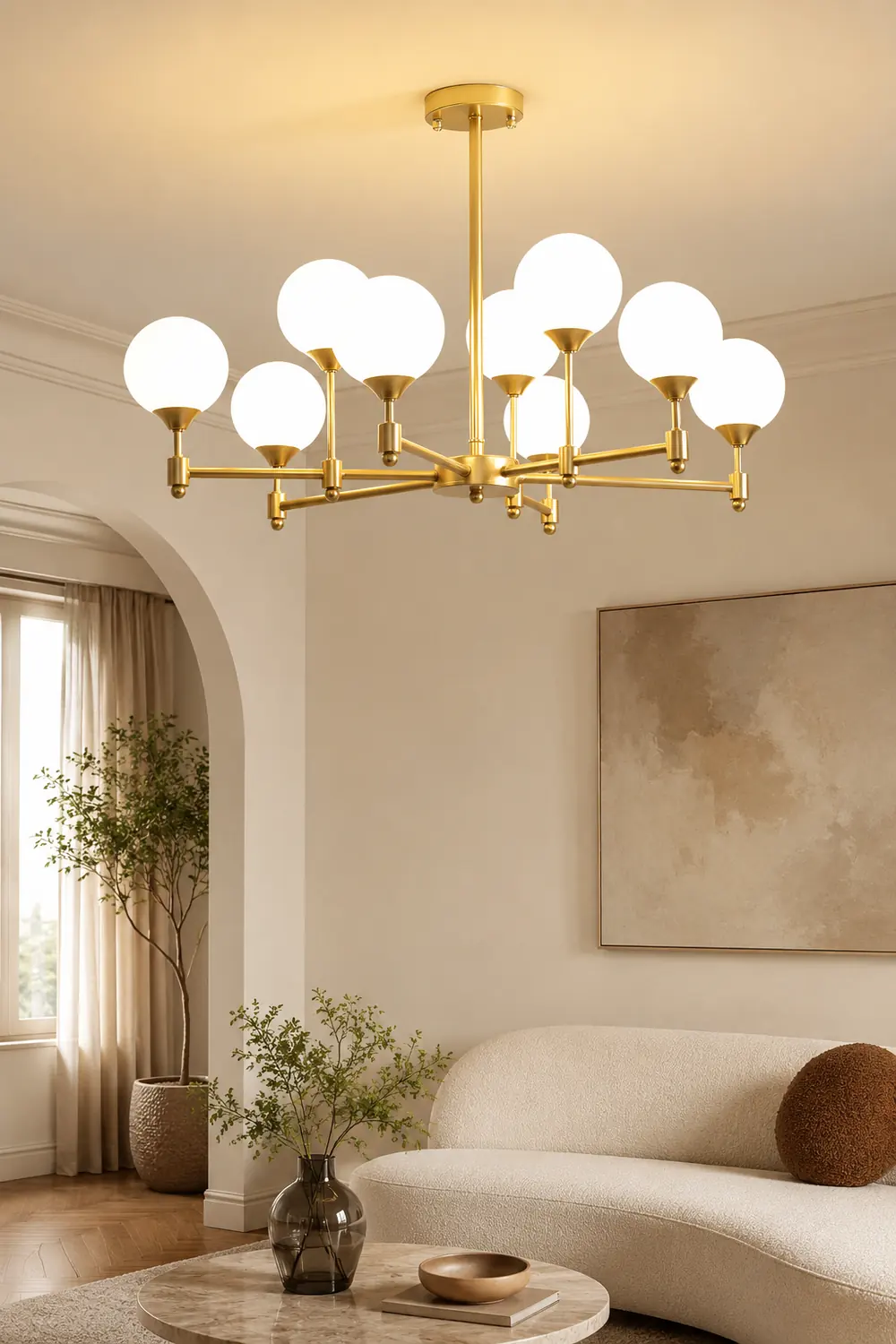Brass Globe Mid-Century Modern Chandelier - Lumpaz