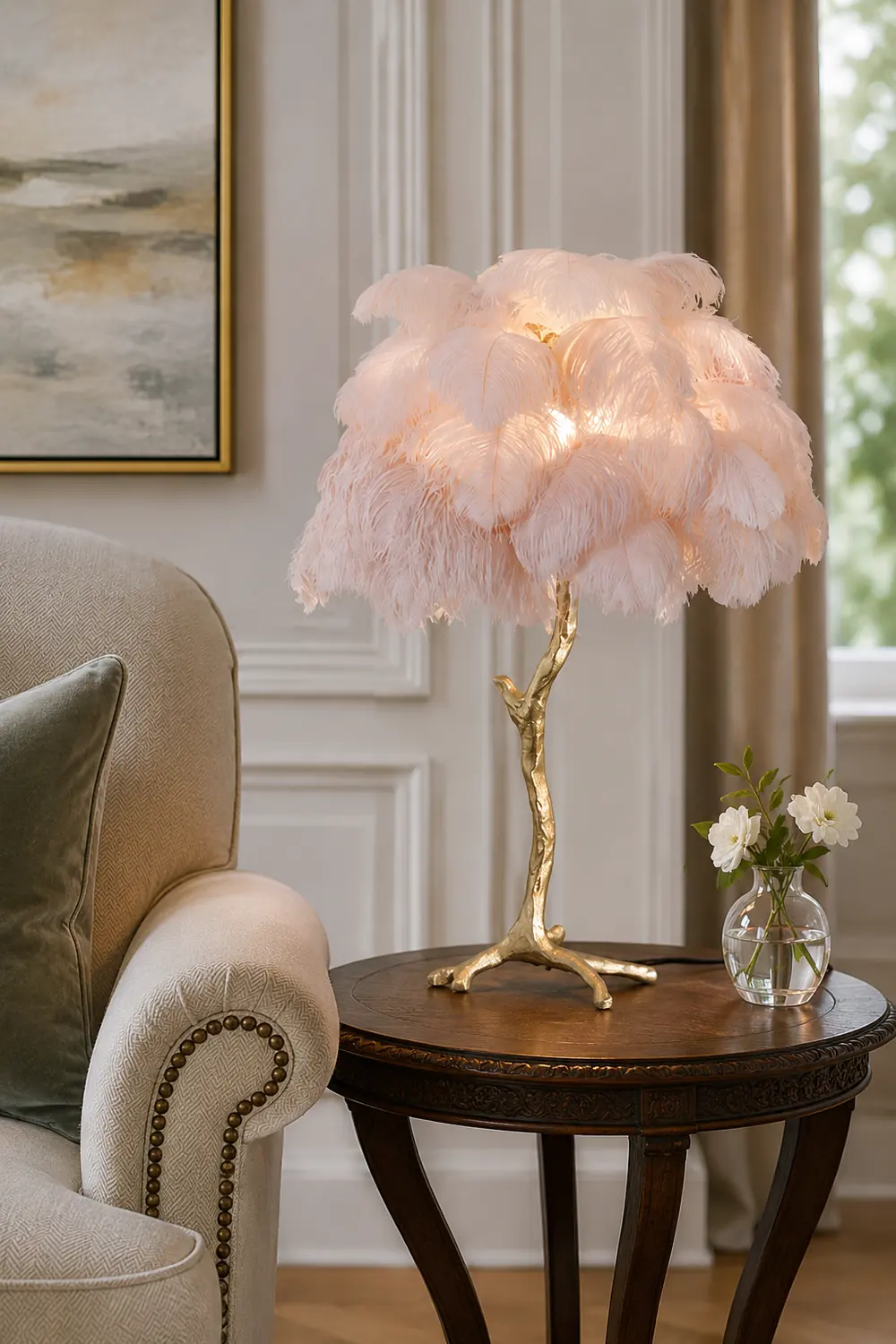 Colorful Ostrich Feather Table Lamp - Lumpaz