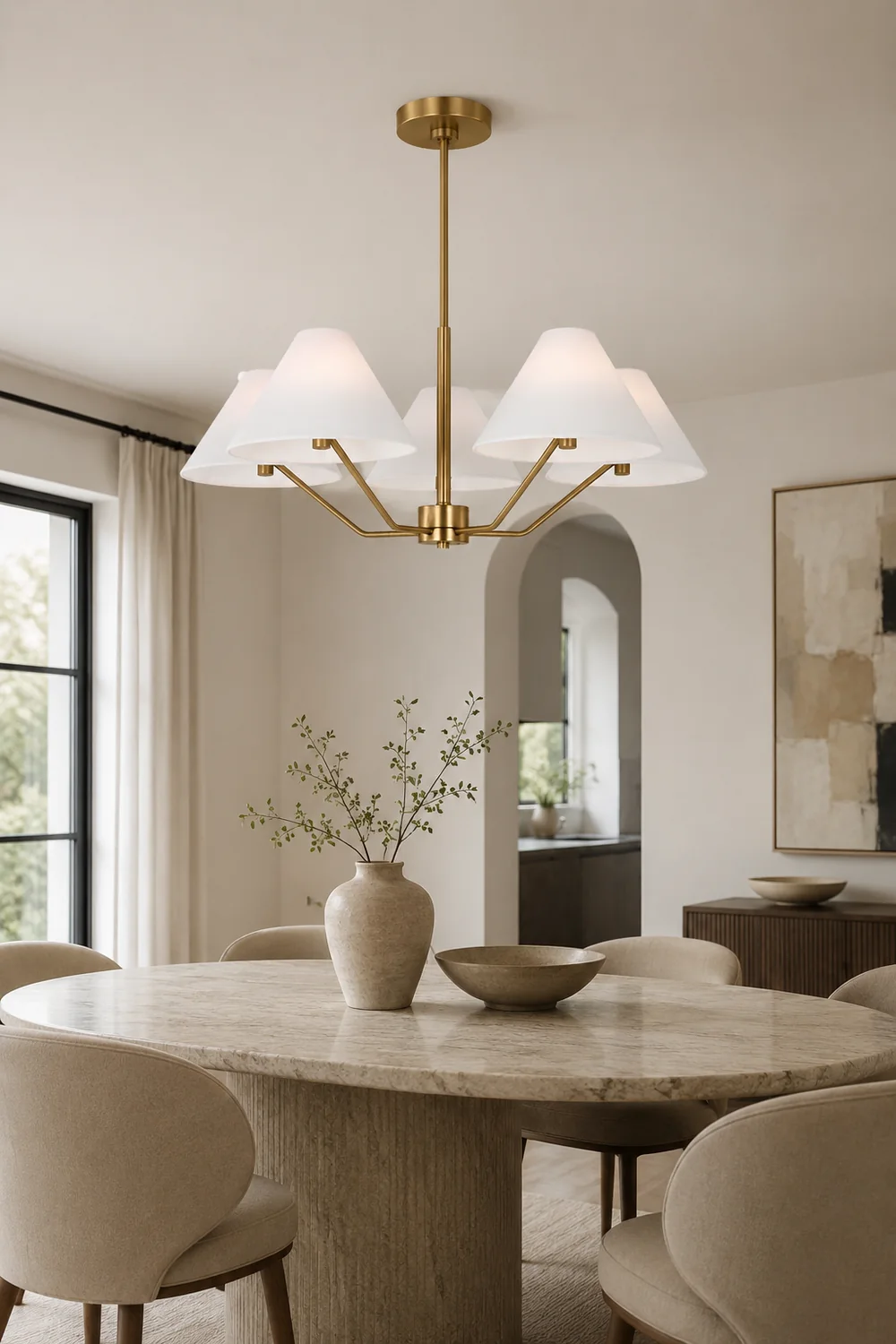 Minimalist Black Fabric Shade Chandelier - Lumpaz