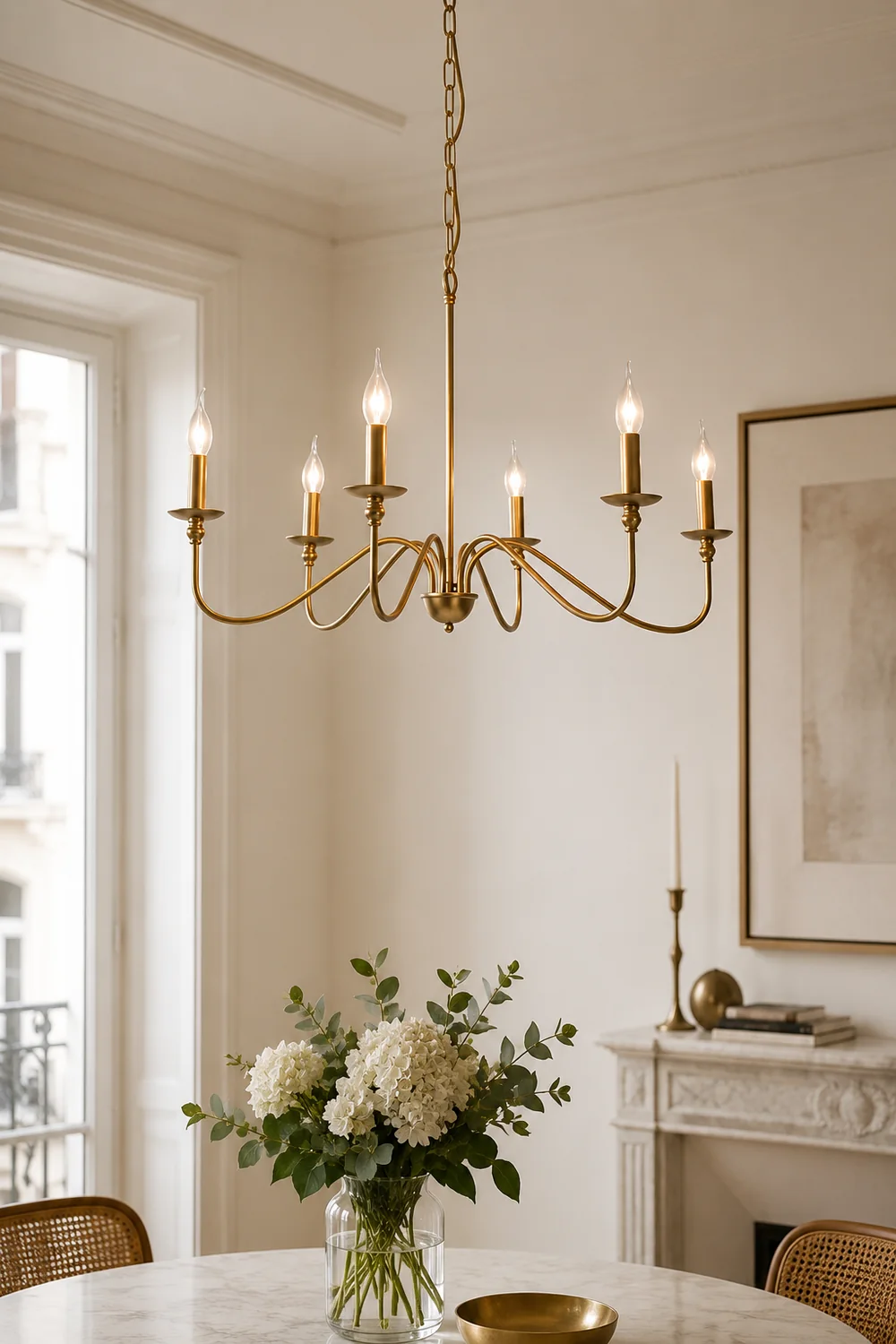 Classic Brass 6-Light Candle Chandelier - Lumpaz