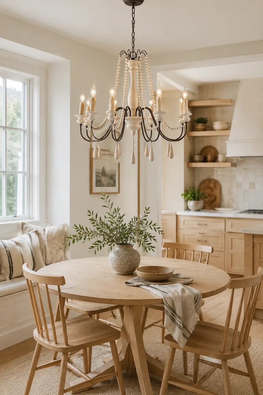 Rustic Beaded Candle Chandelier - Lumpaz