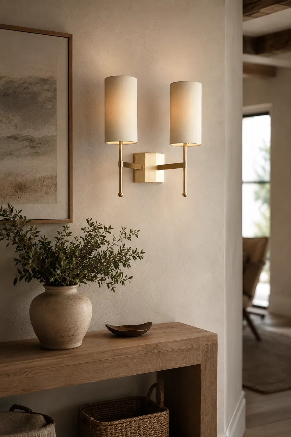 Silk Double Rod Brass Wall Lamp - Lumpaz