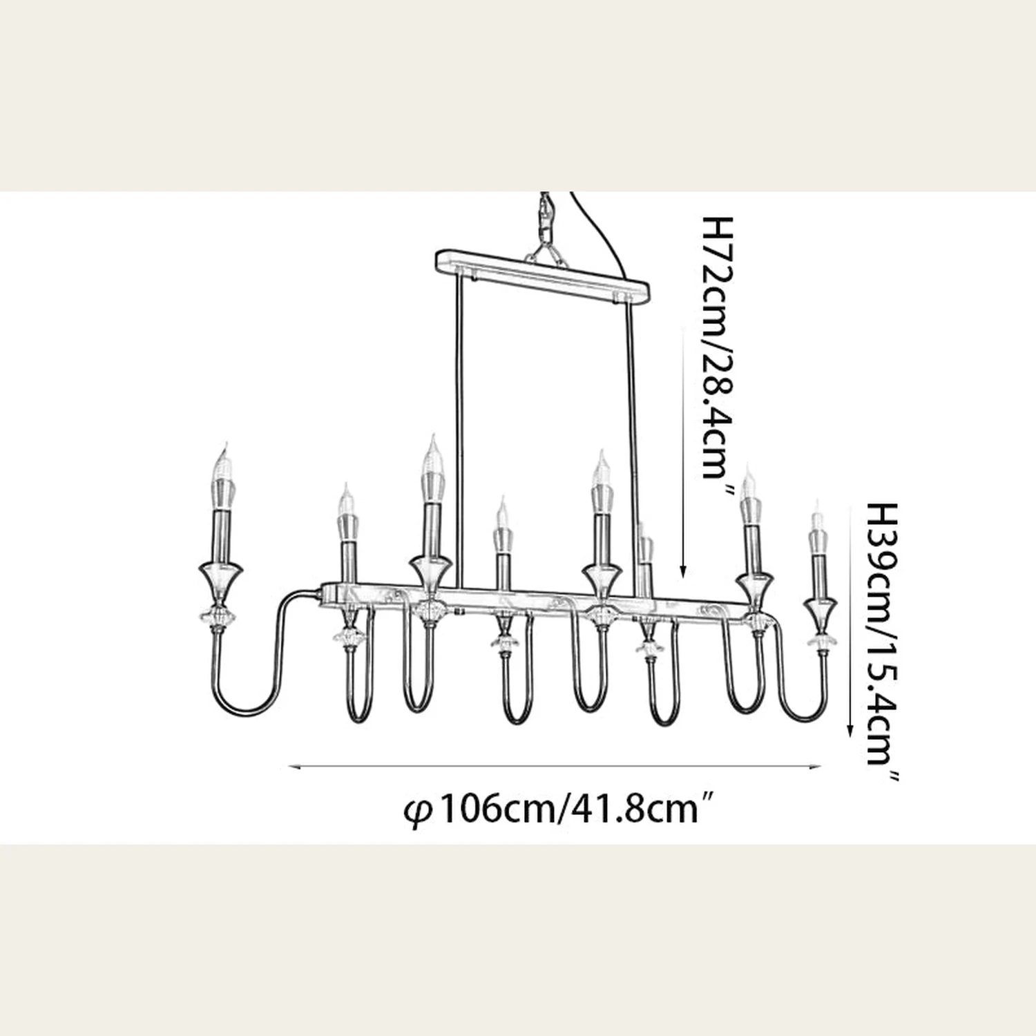 Vintage Iron Scroll Chandelier - Lumpaz