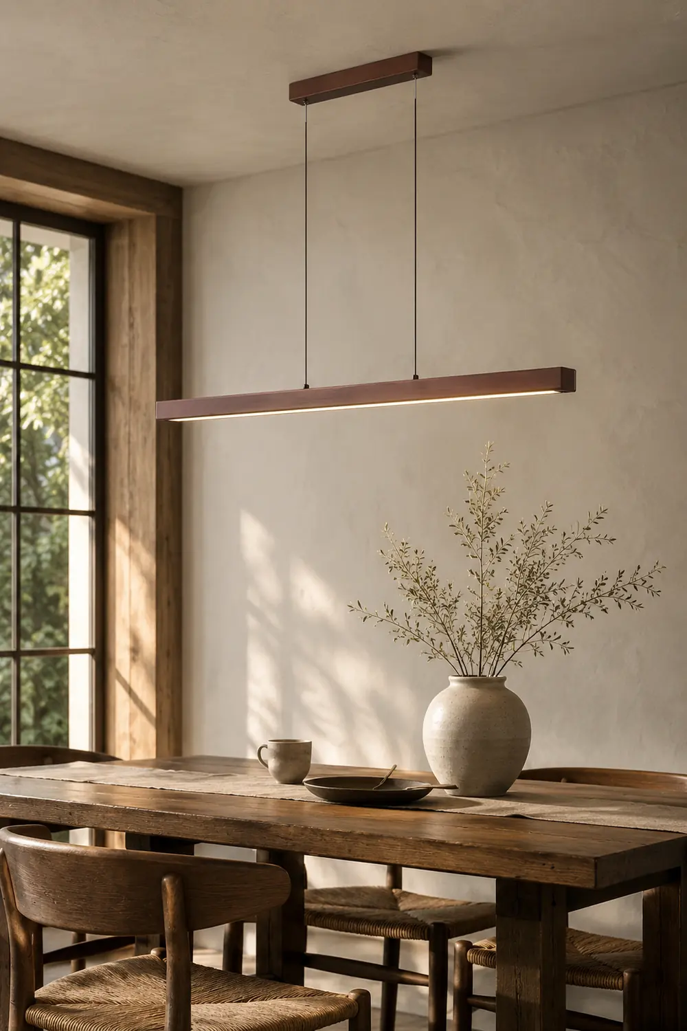 Walnut minimalist wood chandelier - Lumpaz
