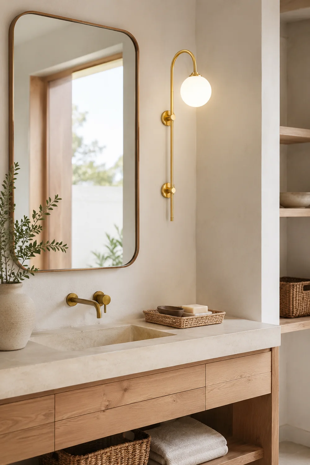 Brass Globe Arm Wall Sconce - Lumpaz
