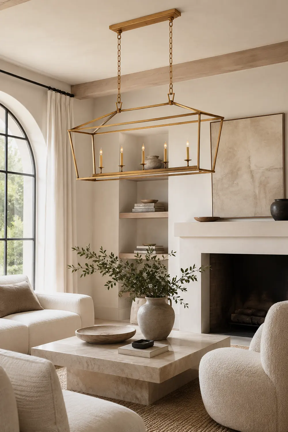 Gold Rectangular Lantern Linear Chandelier - Lumpaz