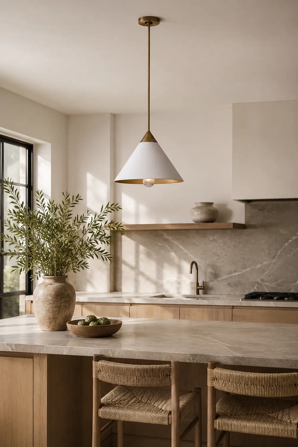 Minimalist Cone-Shaped Brass Pendant Lamp - Lumpaz