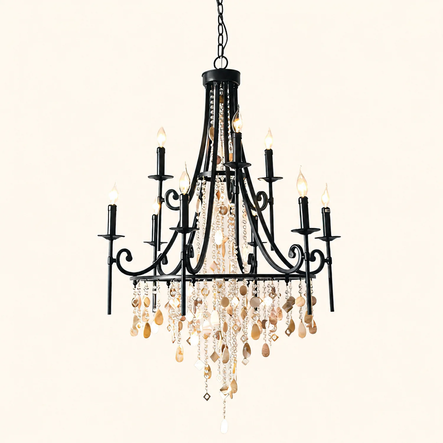 Tatum Lux American Shell Crystal Chandelier - Lumpaz