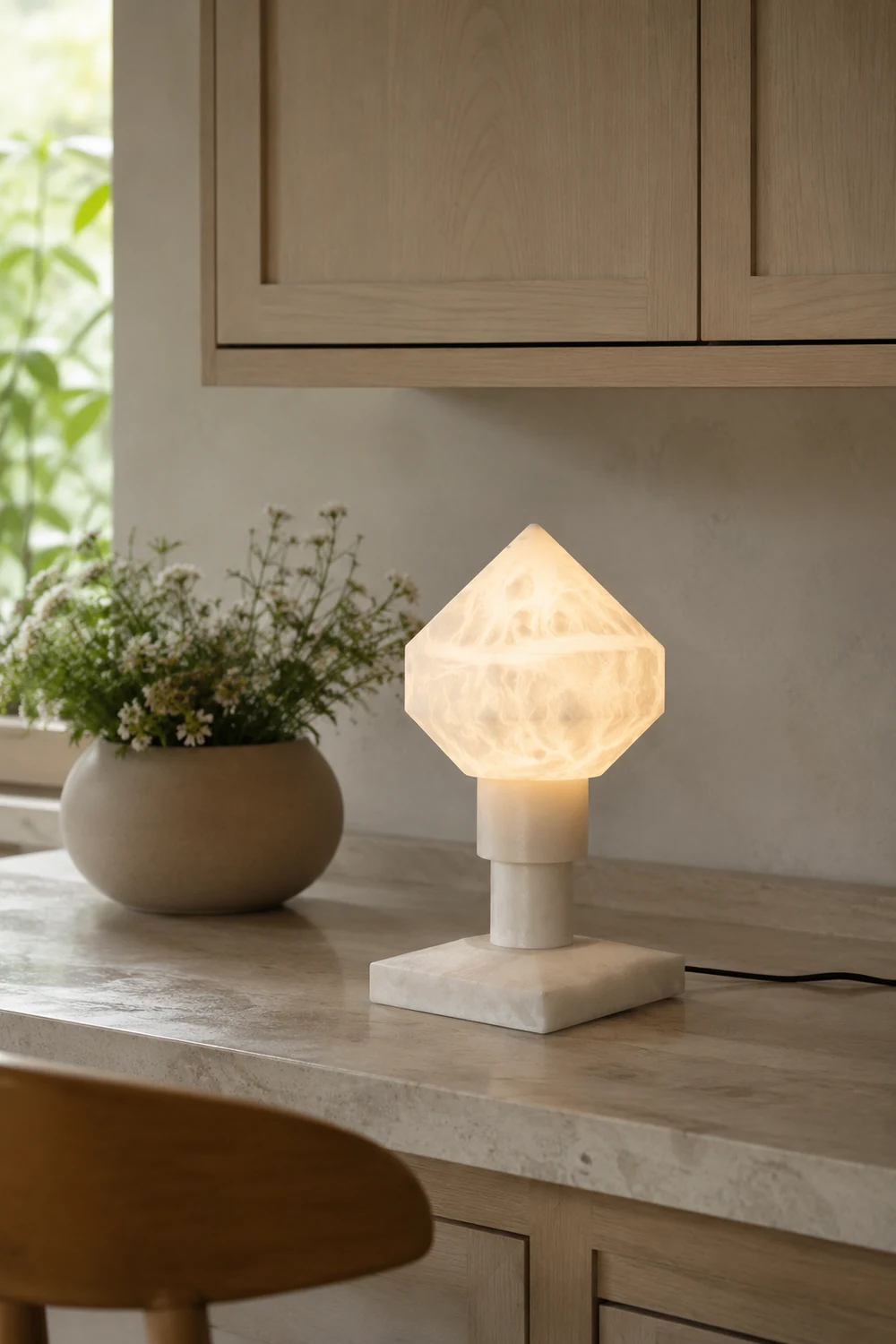 Alabaster Pyramid Table Light - Lumpaz