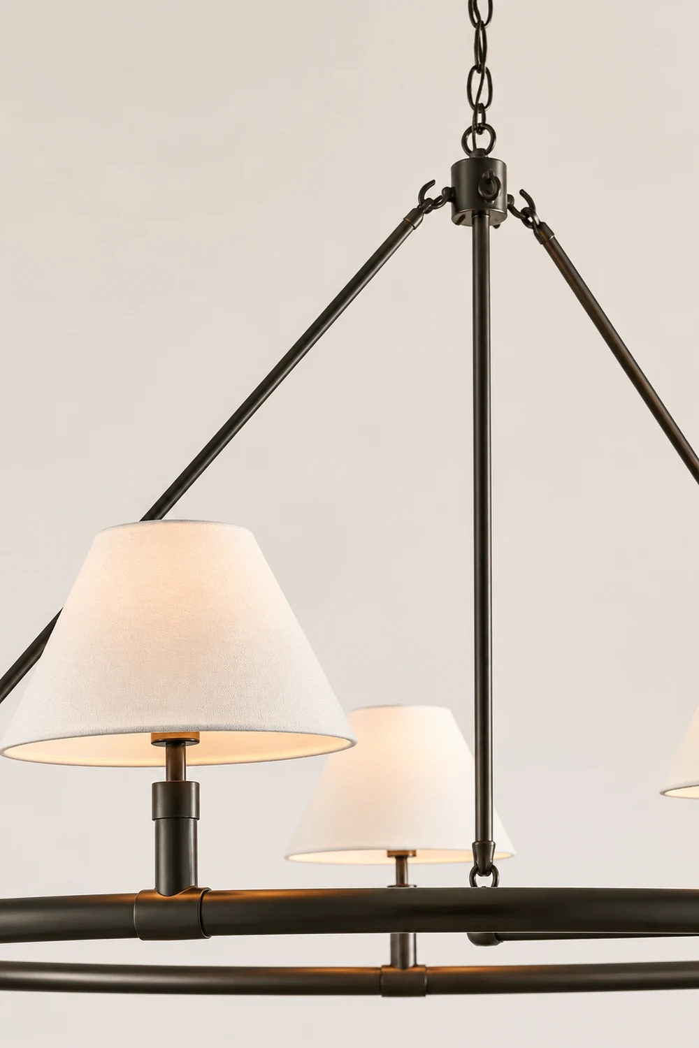 Black Metal Ring Chandelier with Cone Shades - Lumpaz
