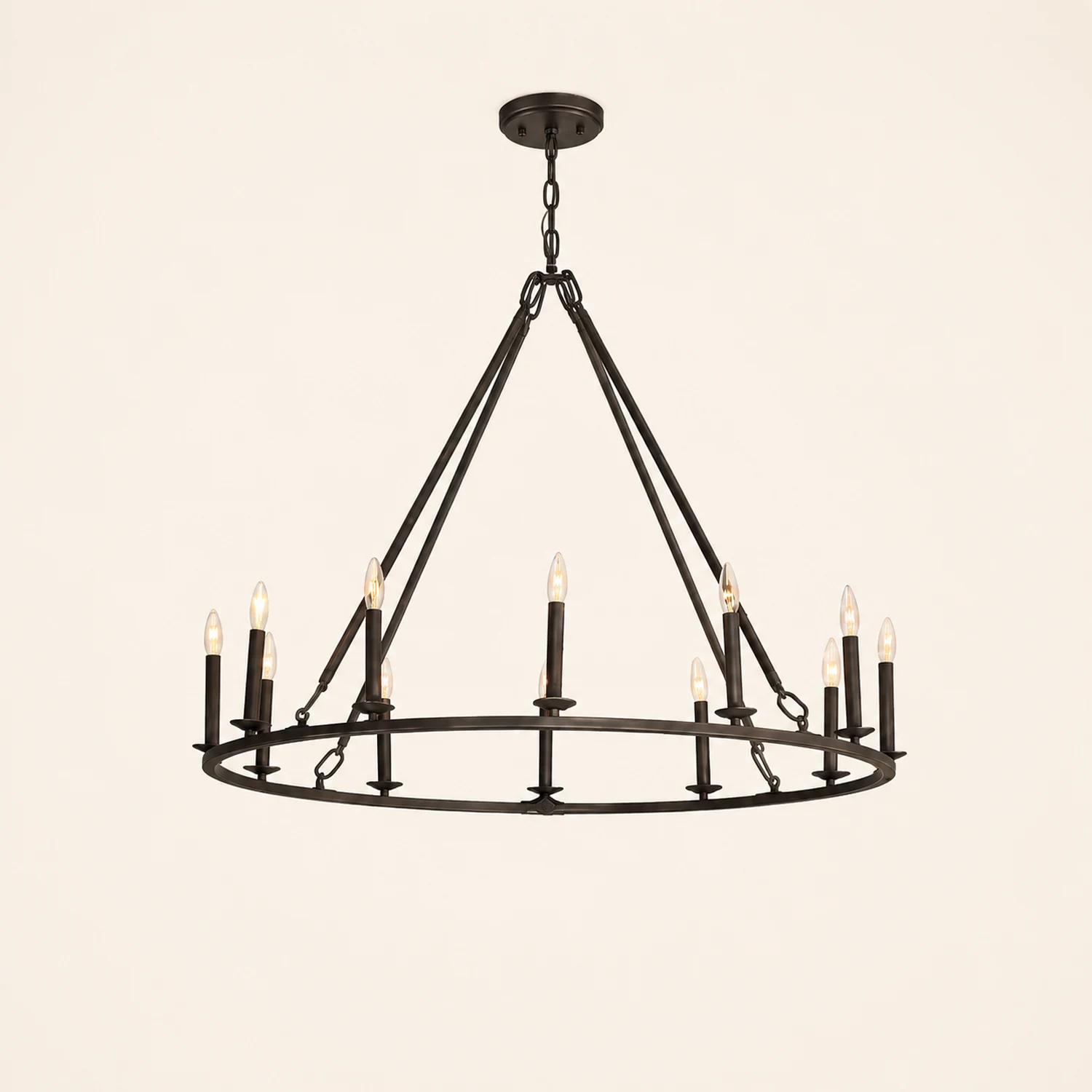 Black Round Farmhouse Candle Chandelier - Lumpaz
