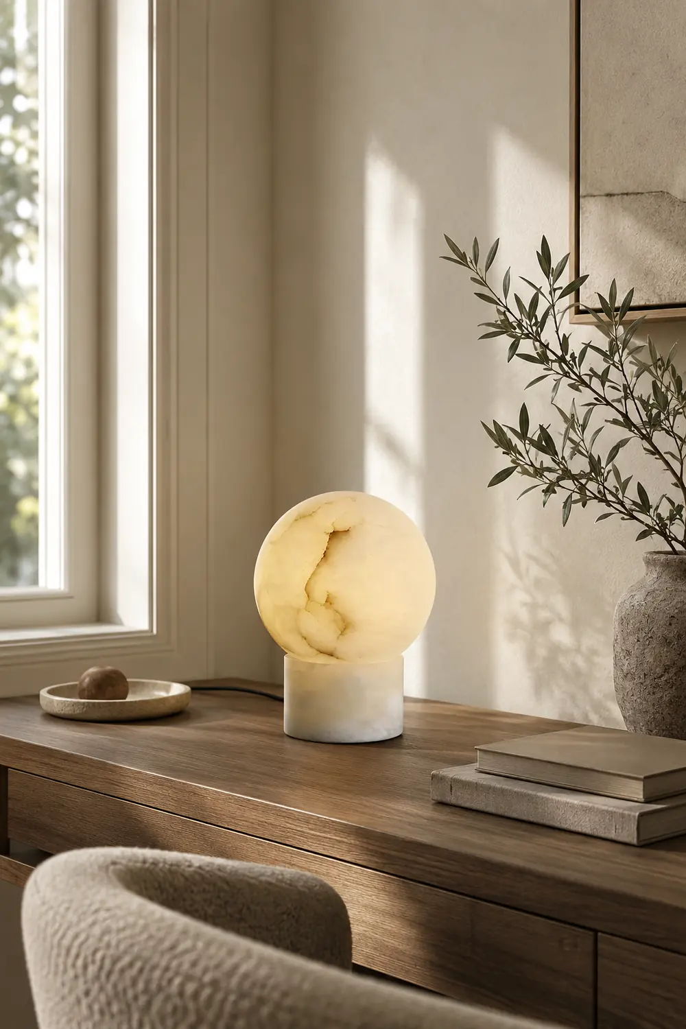 Globe Alabaster Table Lamp - Lumpaz