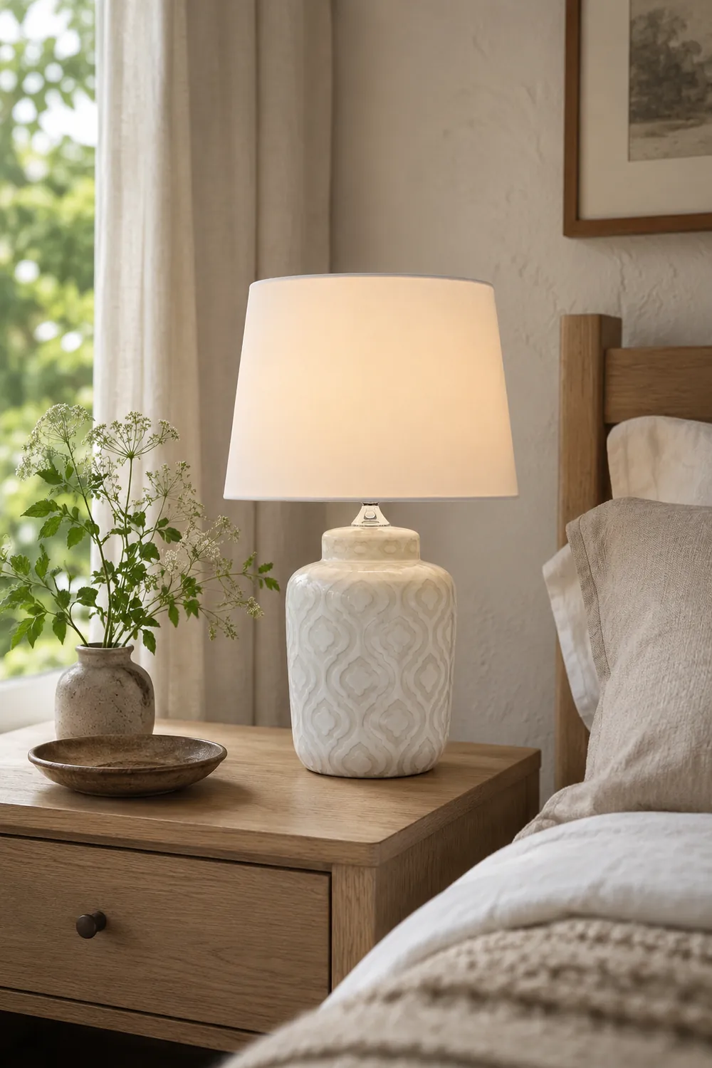 Textured Jar Table Lamp with Tapered Shade - Lumpaz