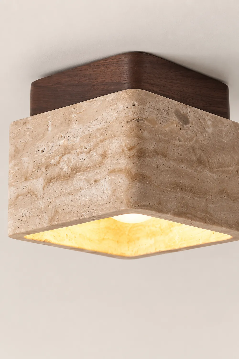 Square Travertine Flush Mount Ceiling Light - Lumpaz