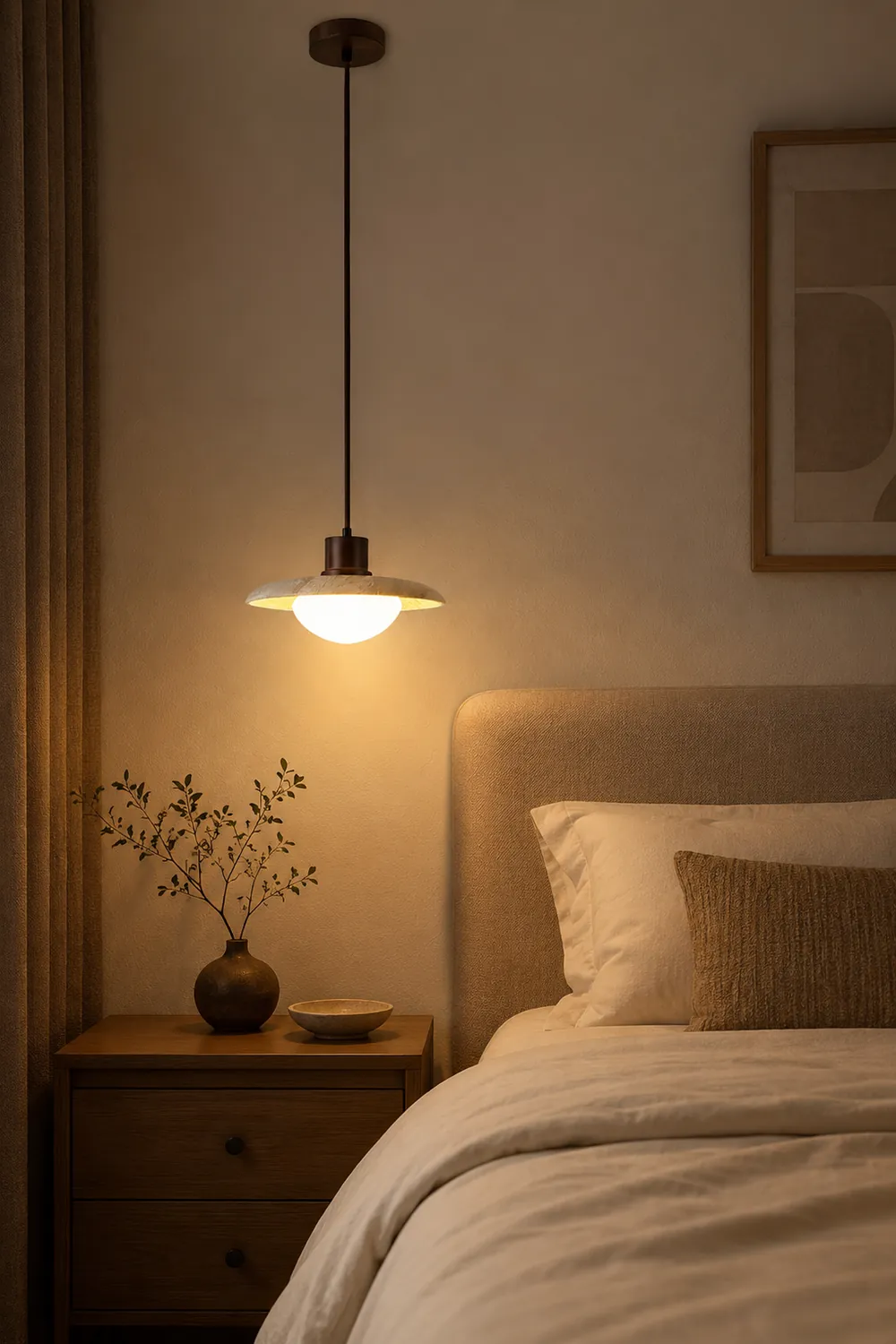 Japanese Modern Travertine Hanging Light - Lumpaz