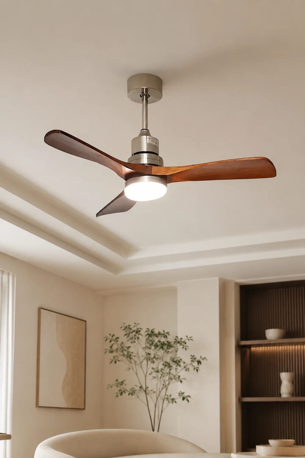 Solid Wood Three-Leaf Fan Lamp - Lumpaz