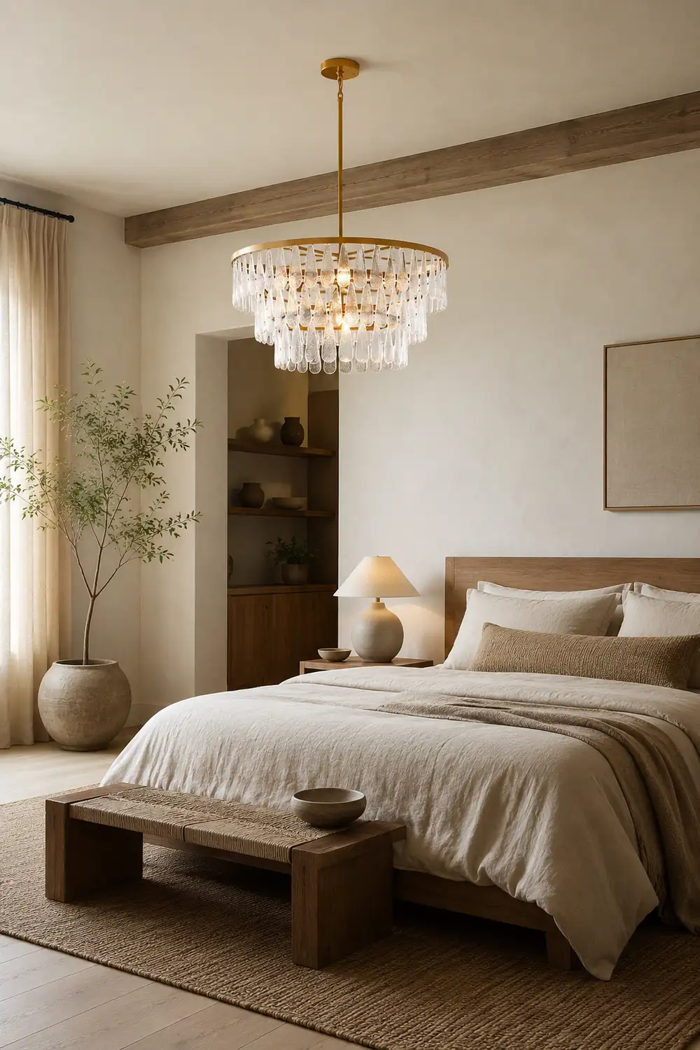 Gold Circular Textured Glass Chandelier - Lumpaz