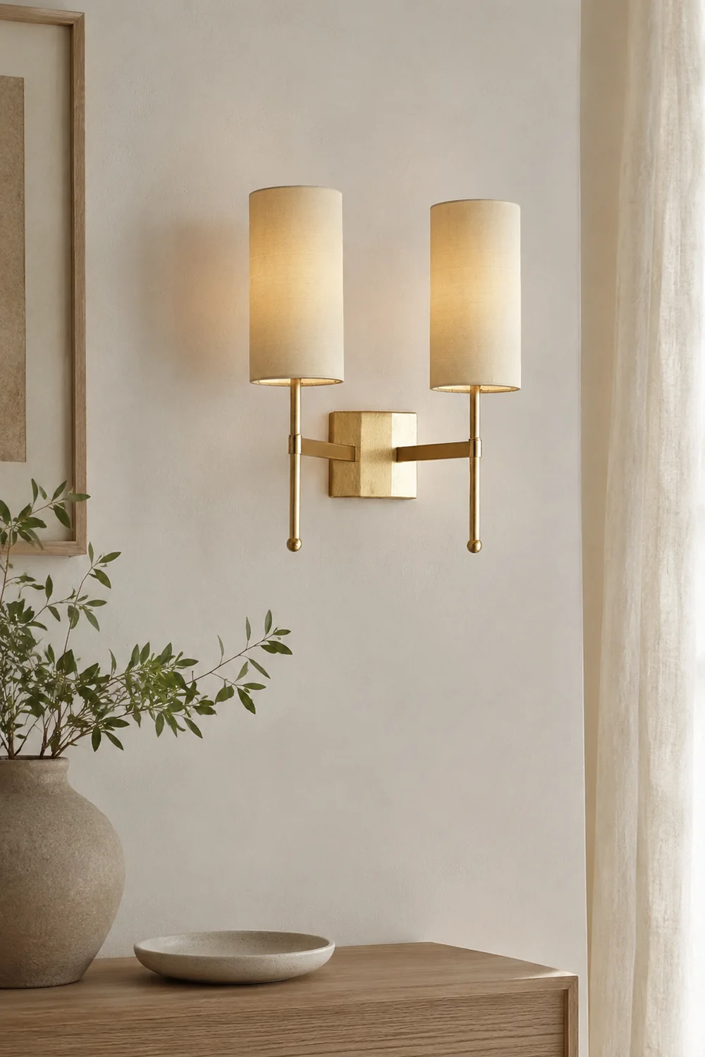 Silk Double Rod Brass Wall Lamp - Lumpaz