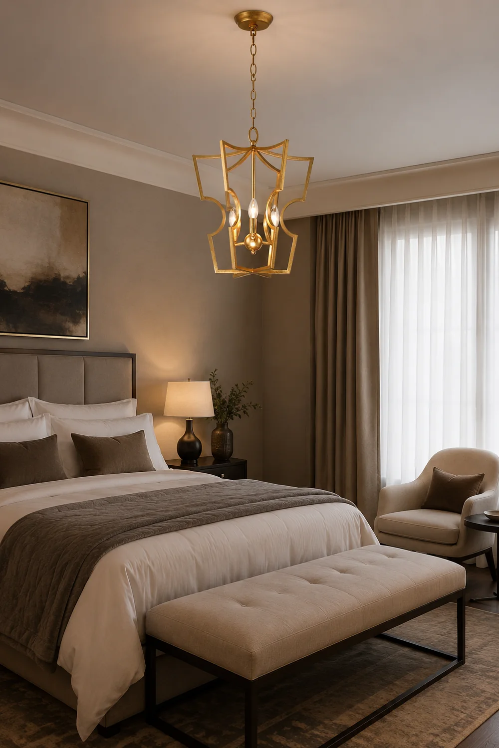 Rustic gold lantern chandelier - Lumpaz