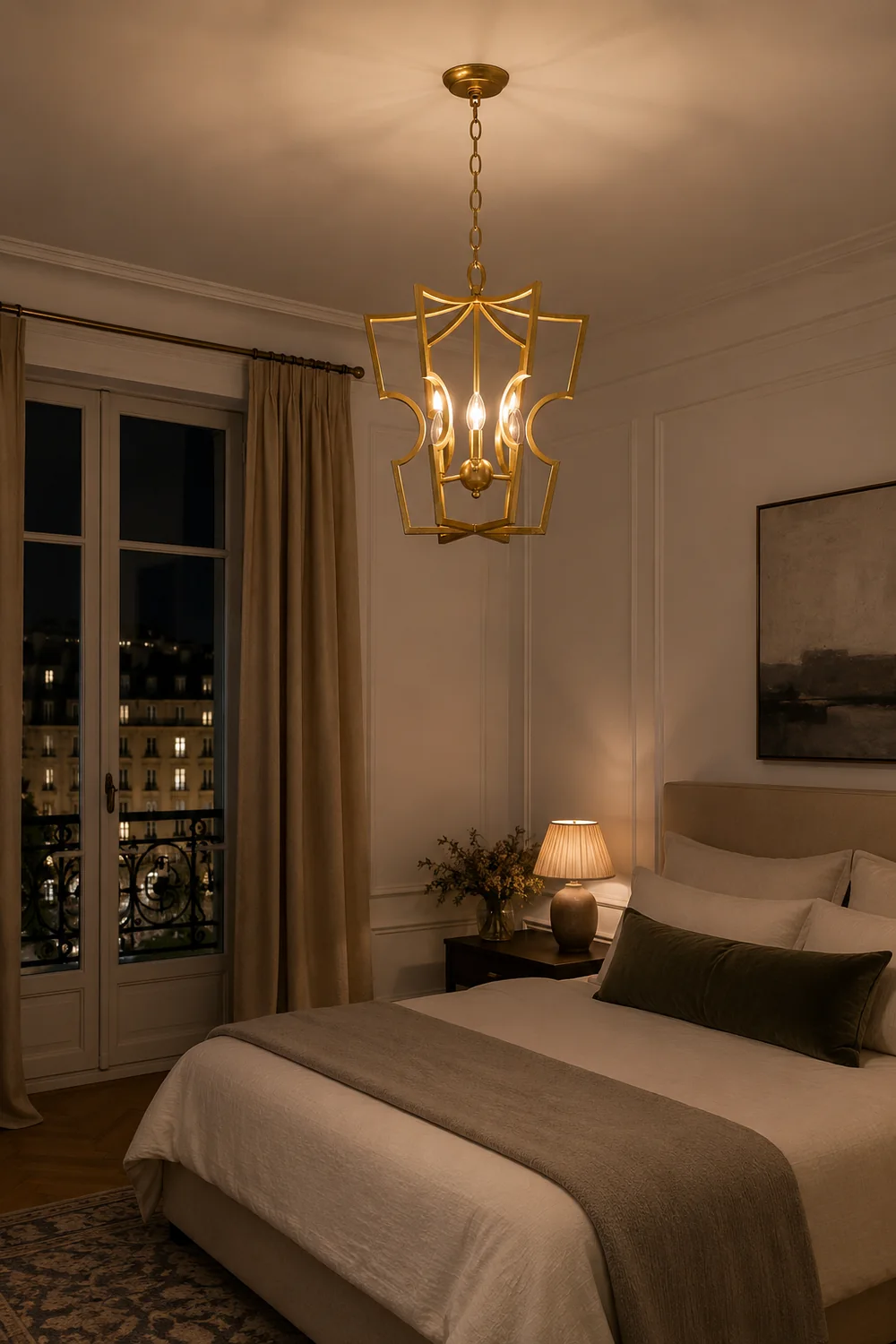Rustic gold lantern chandelier - Lumpaz