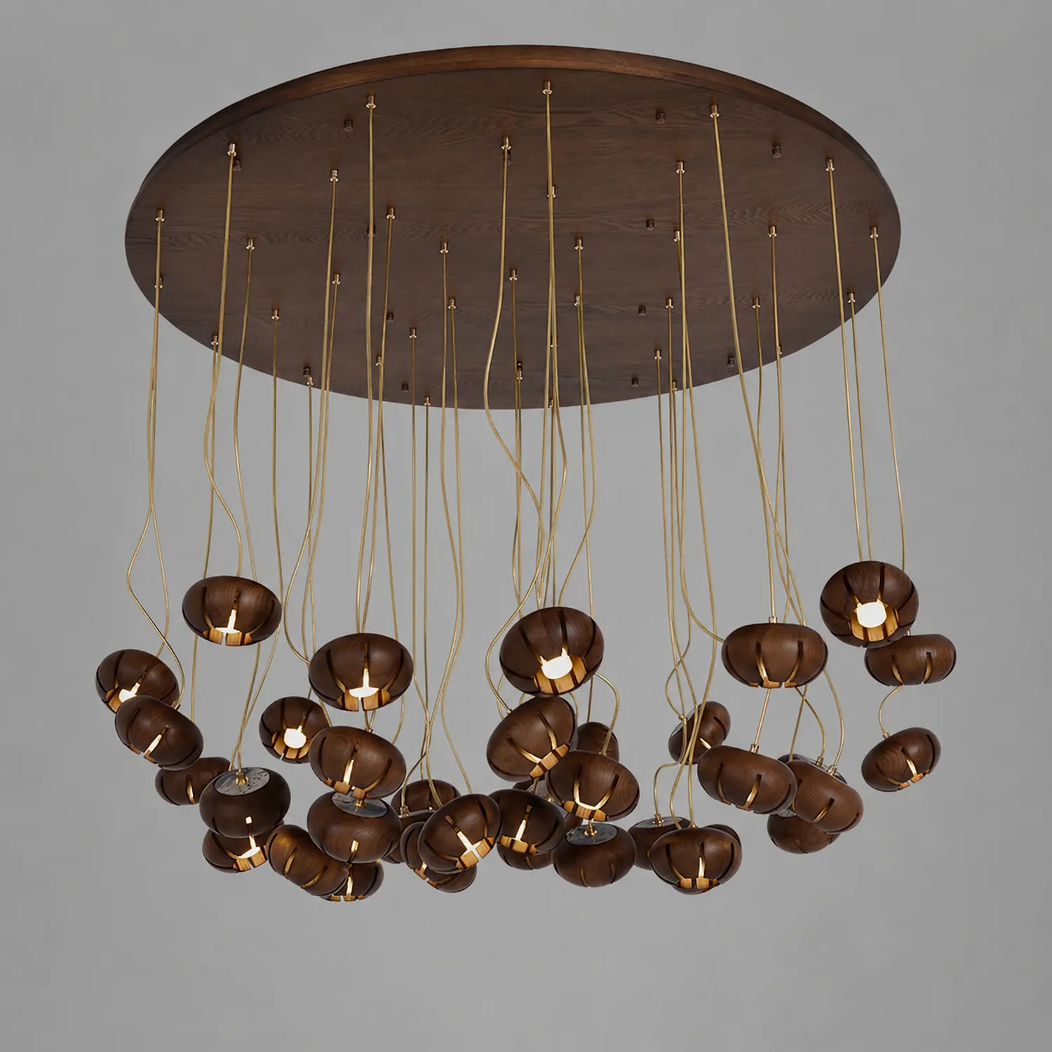 Wood Pumpkin Cluster Chandelier - Lumpaz