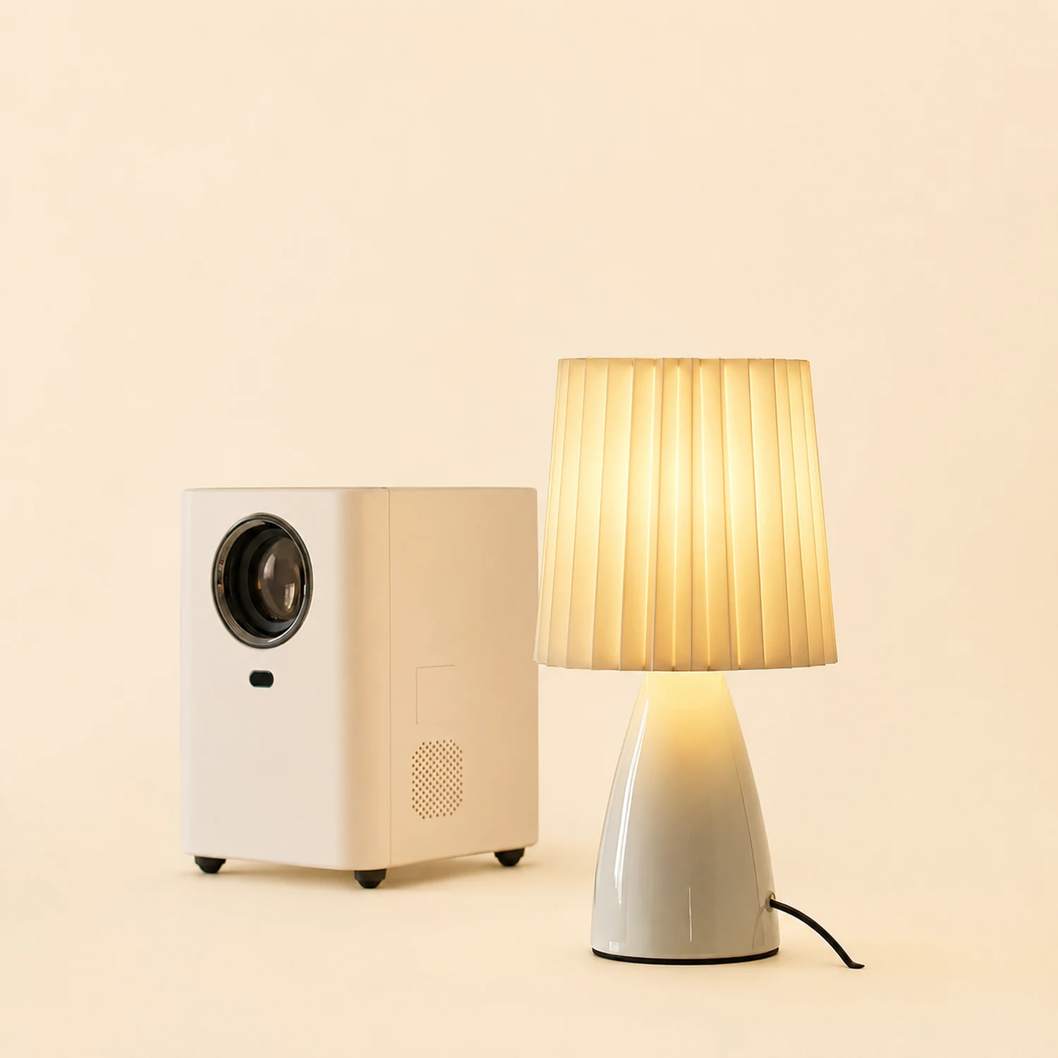 Amber Glow Pleated Shade Table Lamp - Lumpaz