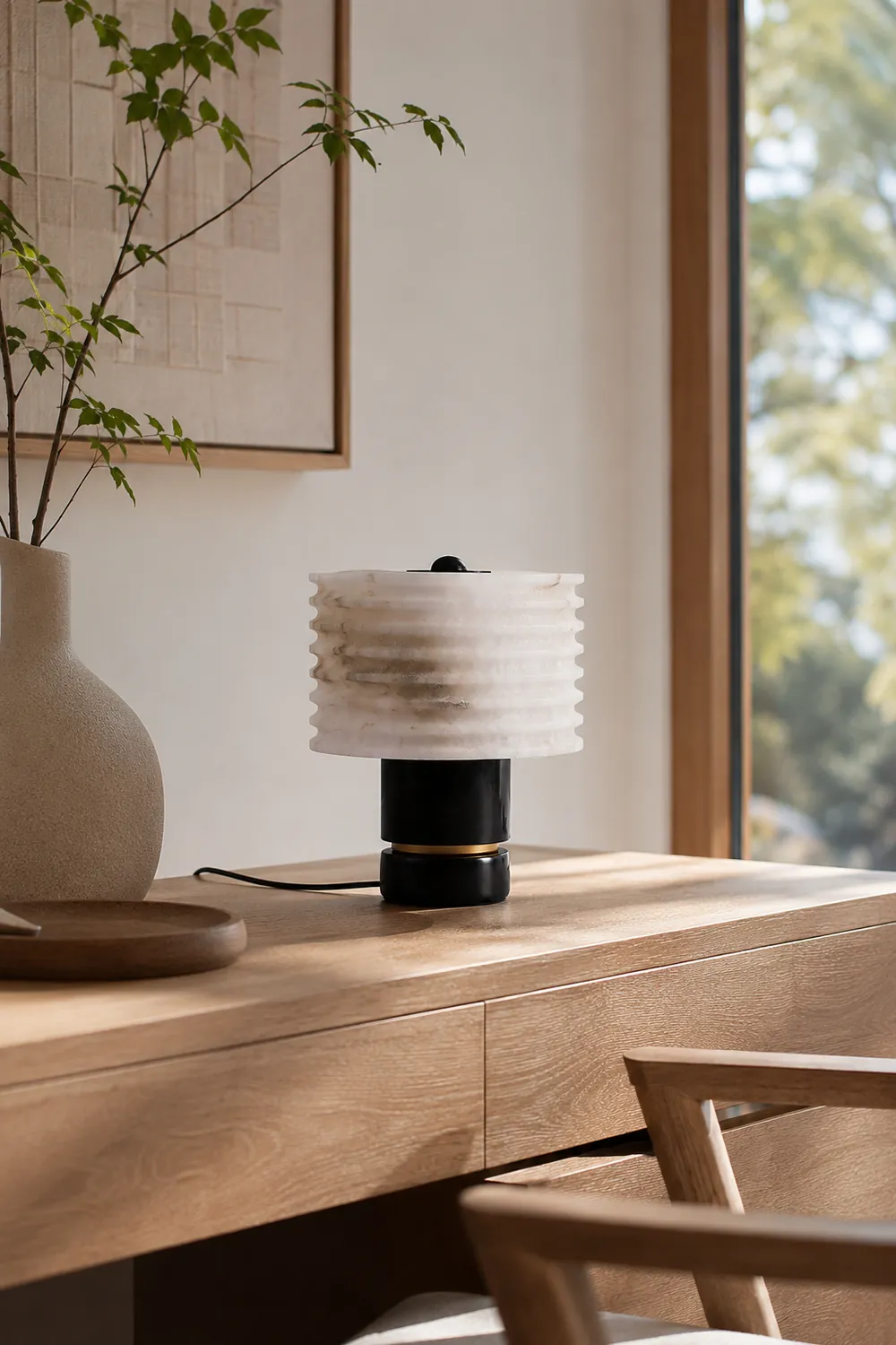 Luxury Black Alabaster Table Lamp - Lumpaz