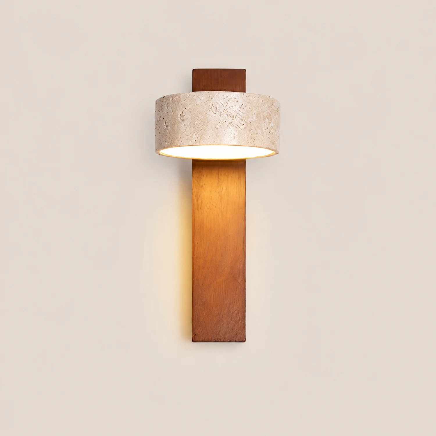 Minimalist Stone and Wood Wall Lamp - Lumpaz
