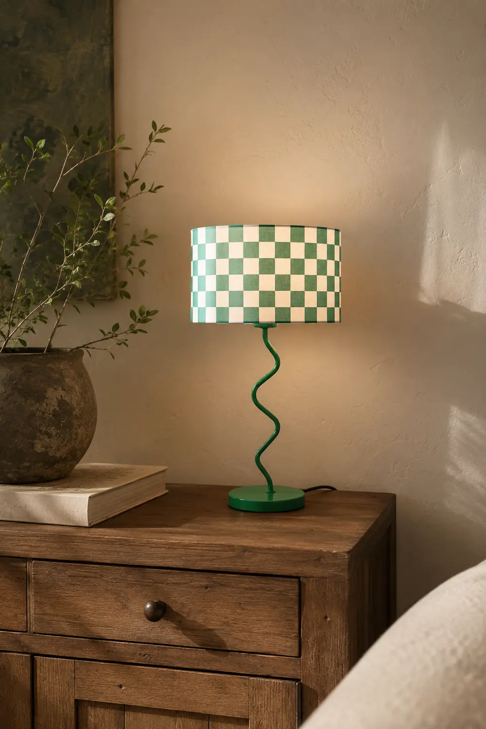 Green Grid Modern Table Lamp - Lumpaz