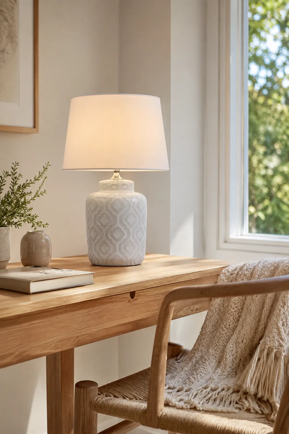 Textured Jar Table Lamp with Tapered Shade - Lumpaz
