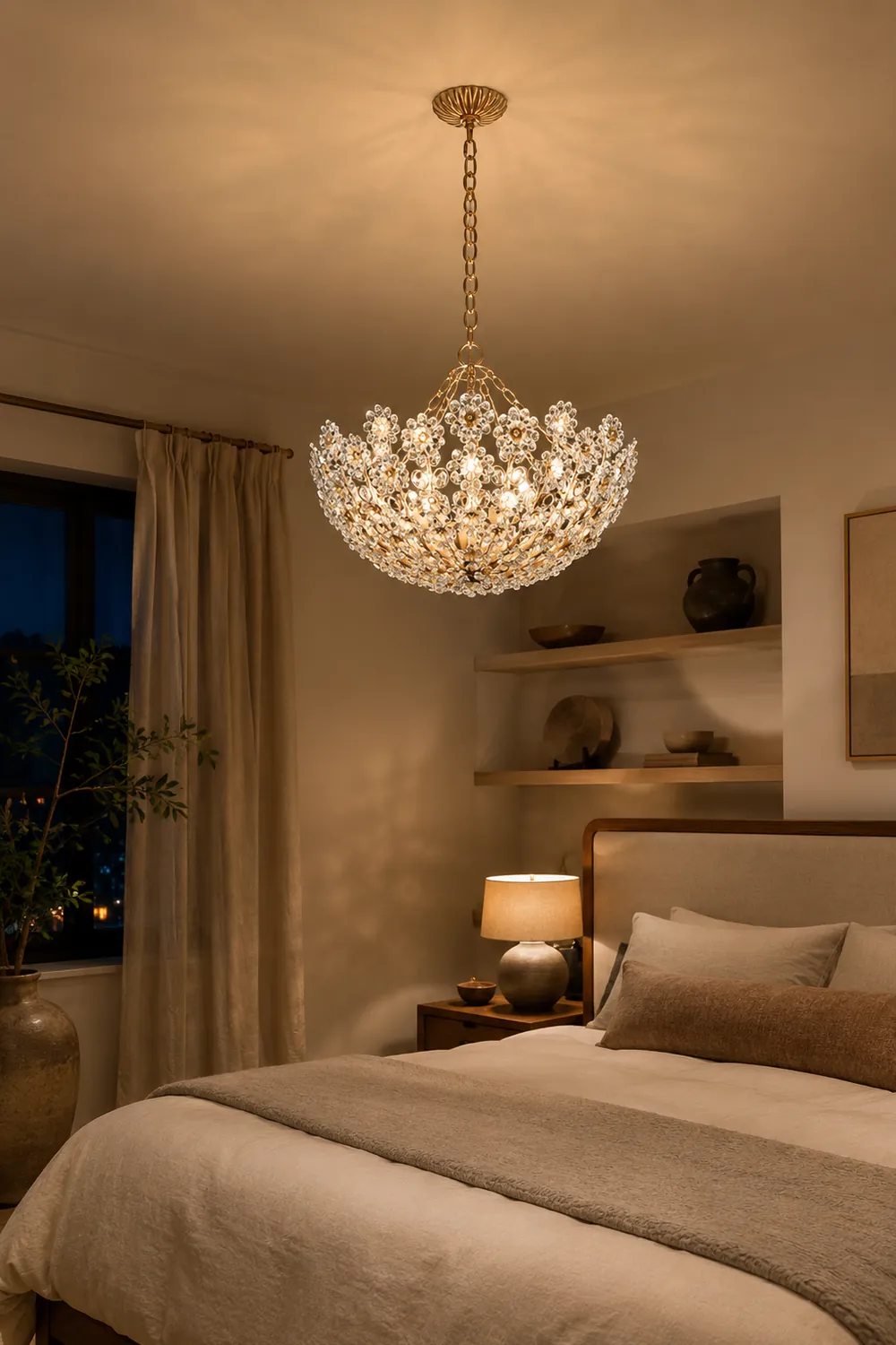 Claret Crystal Flower Basket Chandelier - Lumpaz