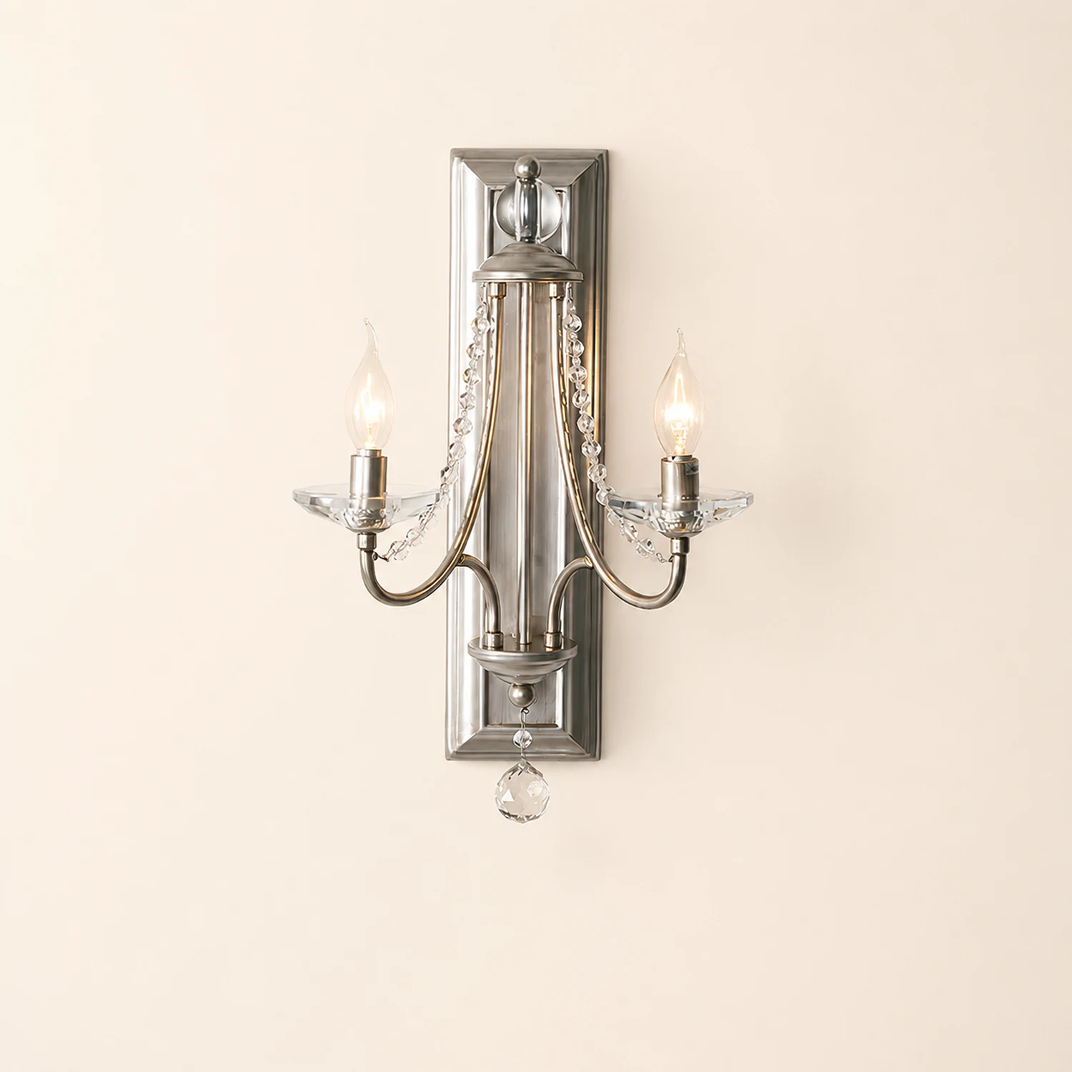 French Country Wood Backplate Wall Lamp - Lumpaz